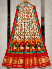 Pure Gaji SIlk Red Pichwai Dupatta