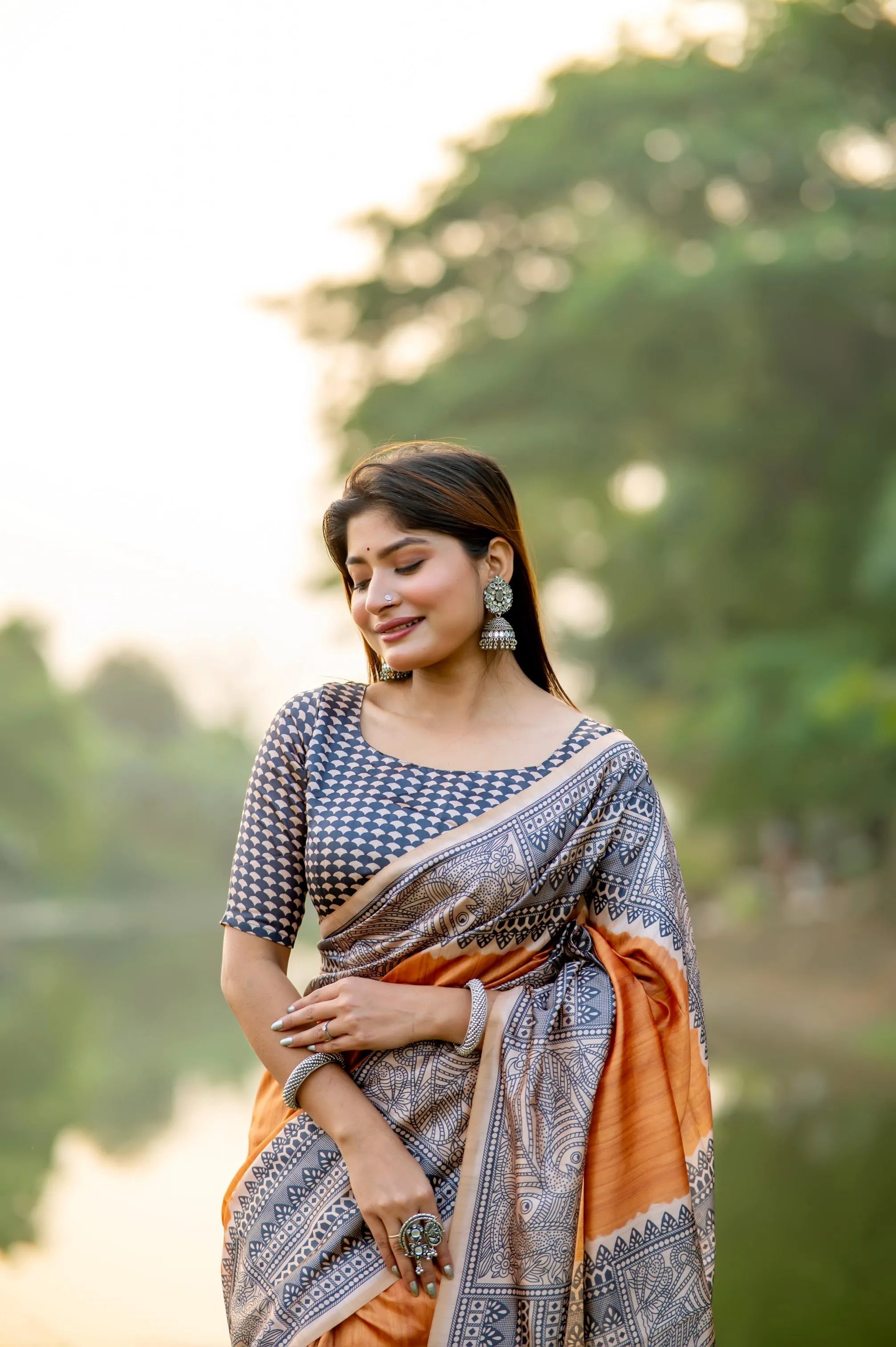 Soft Madhubani Silk Printed Kalamkari Saree