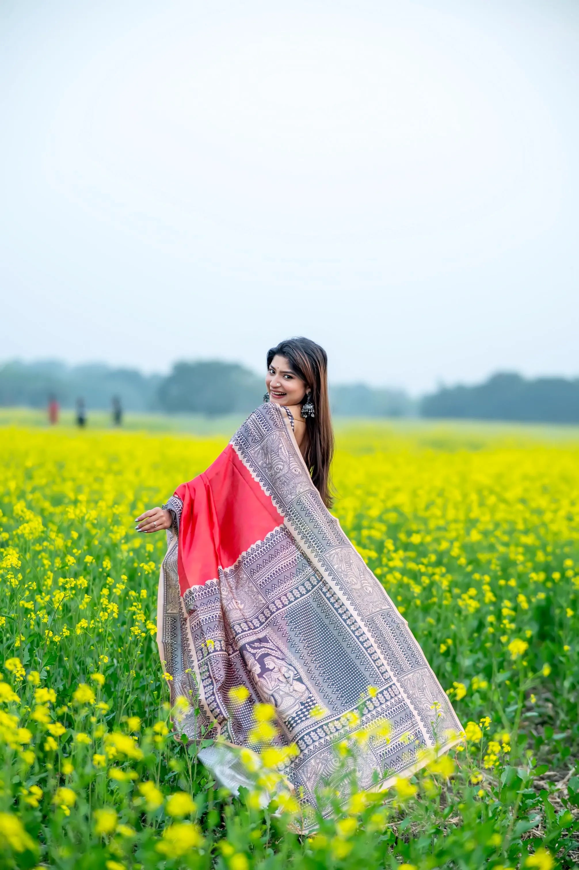 Soft Madhubani Silk Printed Kalamkari Saree