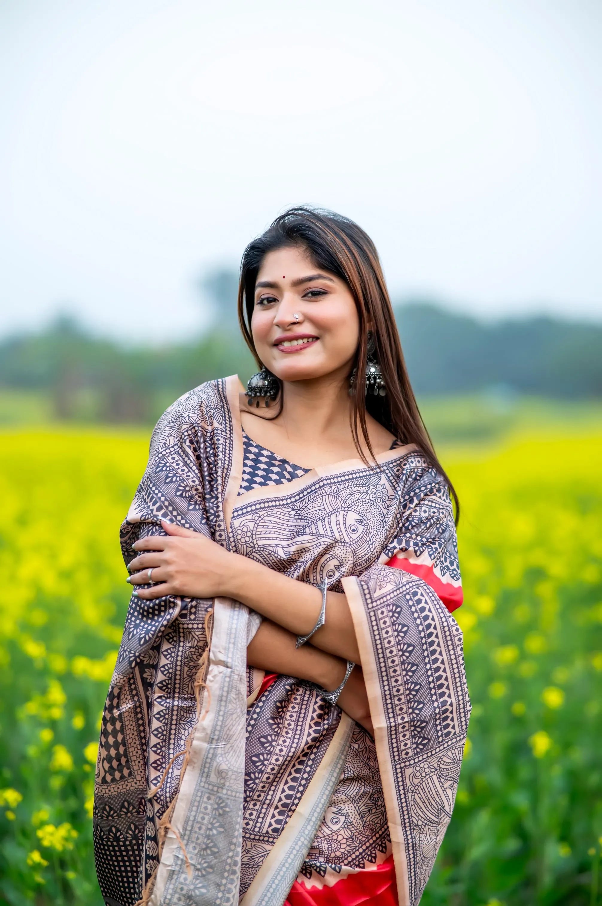 Soft Madhubani Silk Printed Kalamkari Saree
