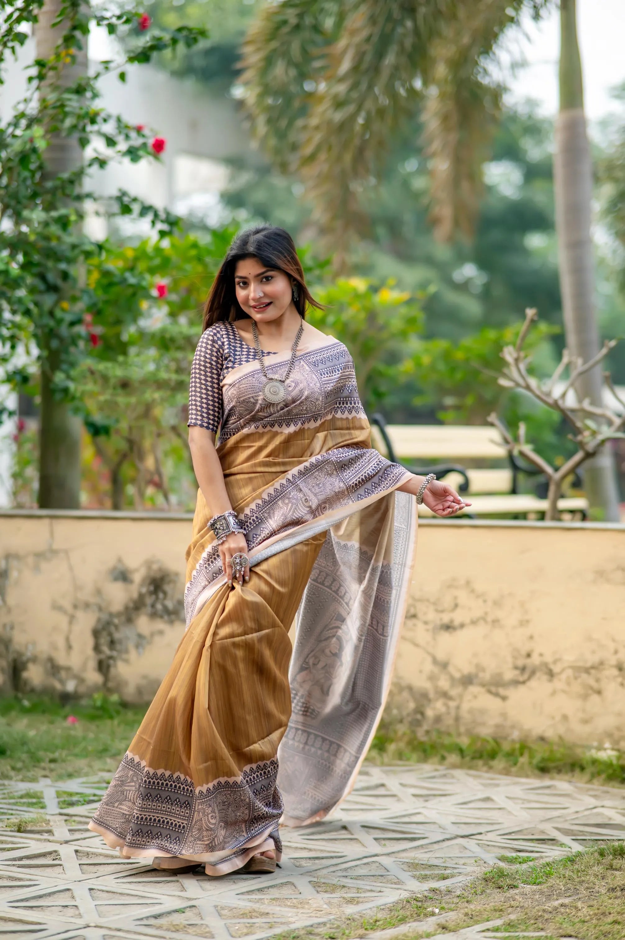 Soft Madhubani Silk Printed Kalamkari Saree