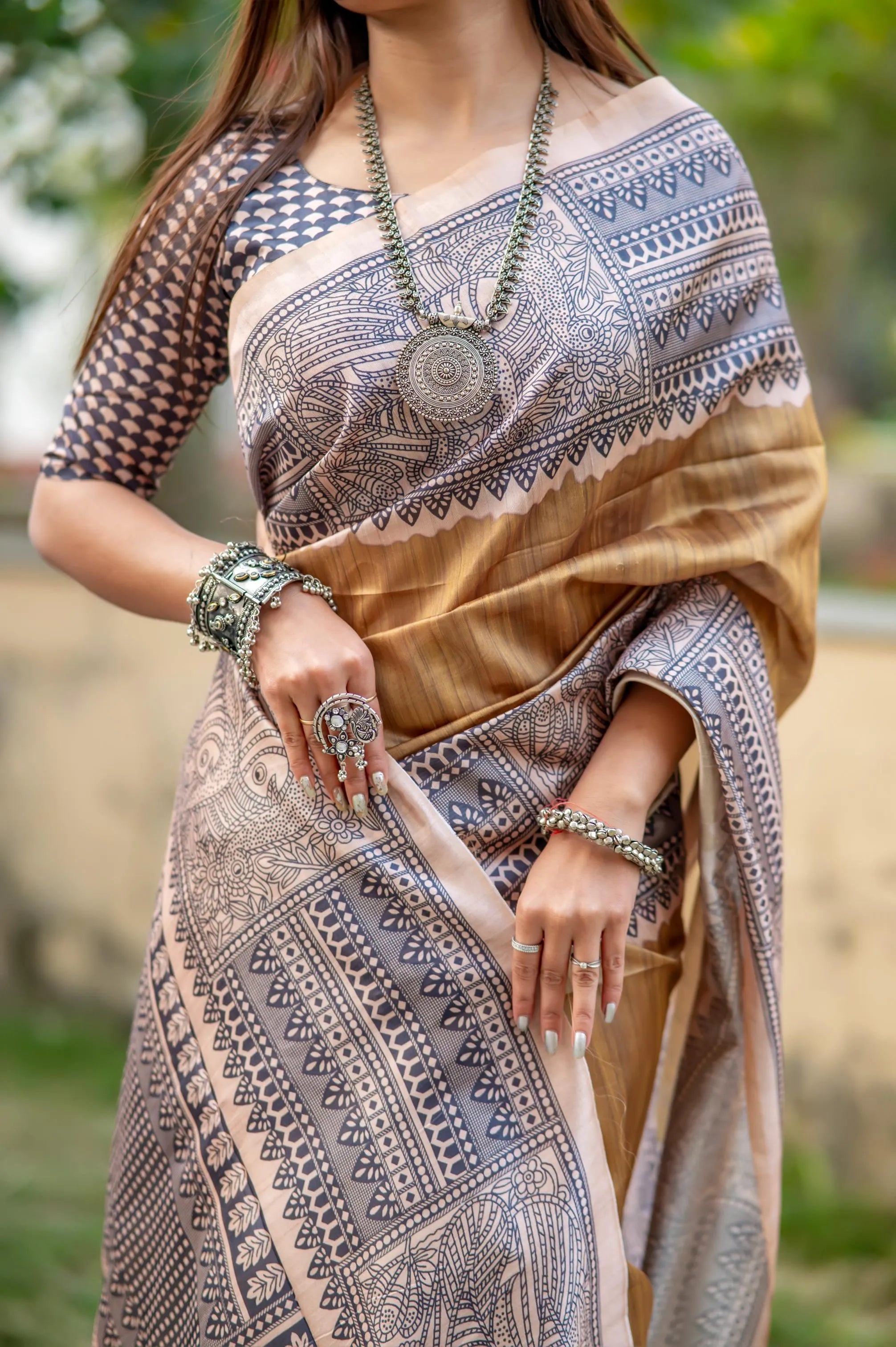 Soft Madhubani Silk Printed Kalamkari Saree