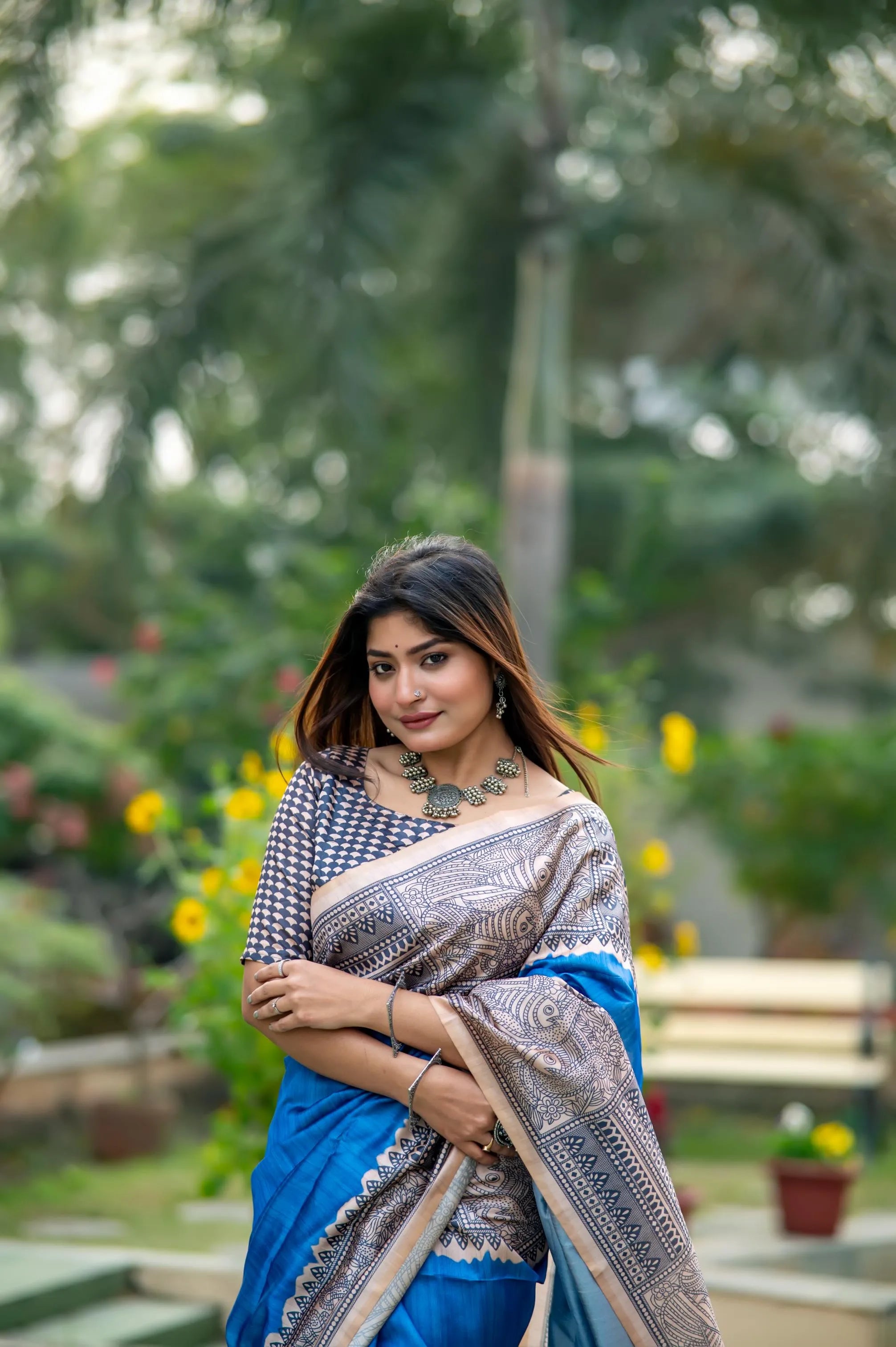 Soft Madhubani Silk Printed Kalamkari Saree