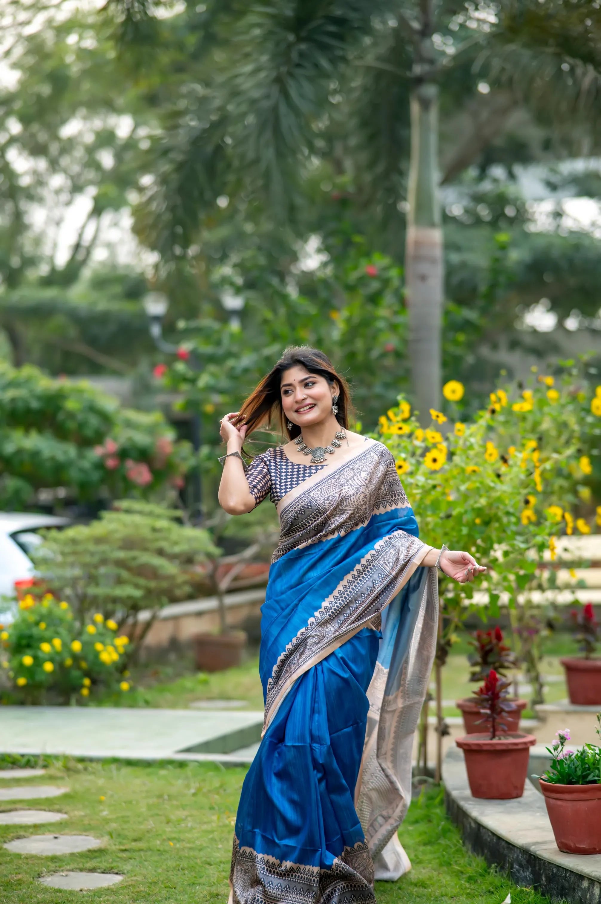 Soft Madhubani Silk Printed Kalamkari Saree