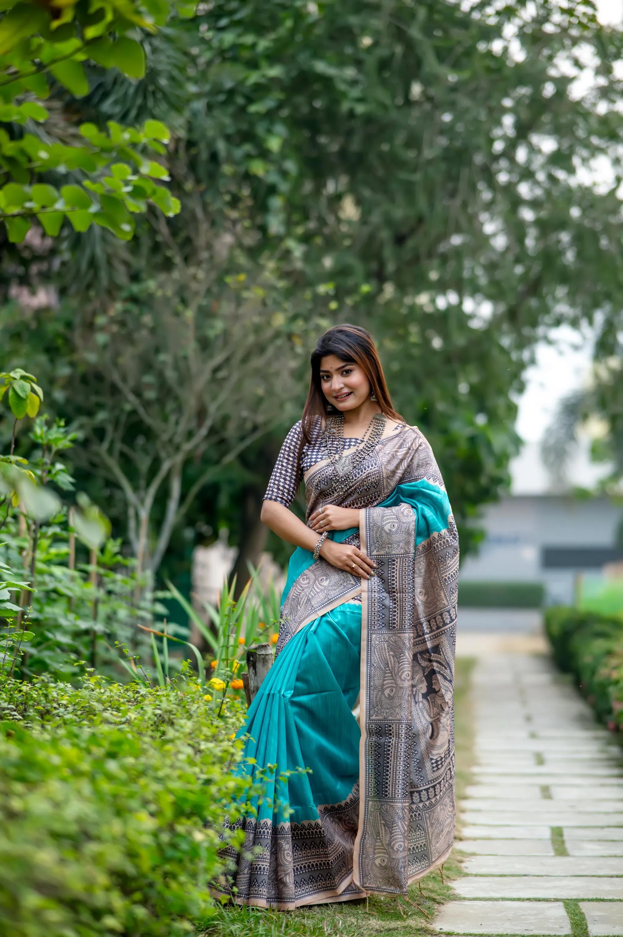 Soft Madhubani Silk Printed Kalamkari Saree