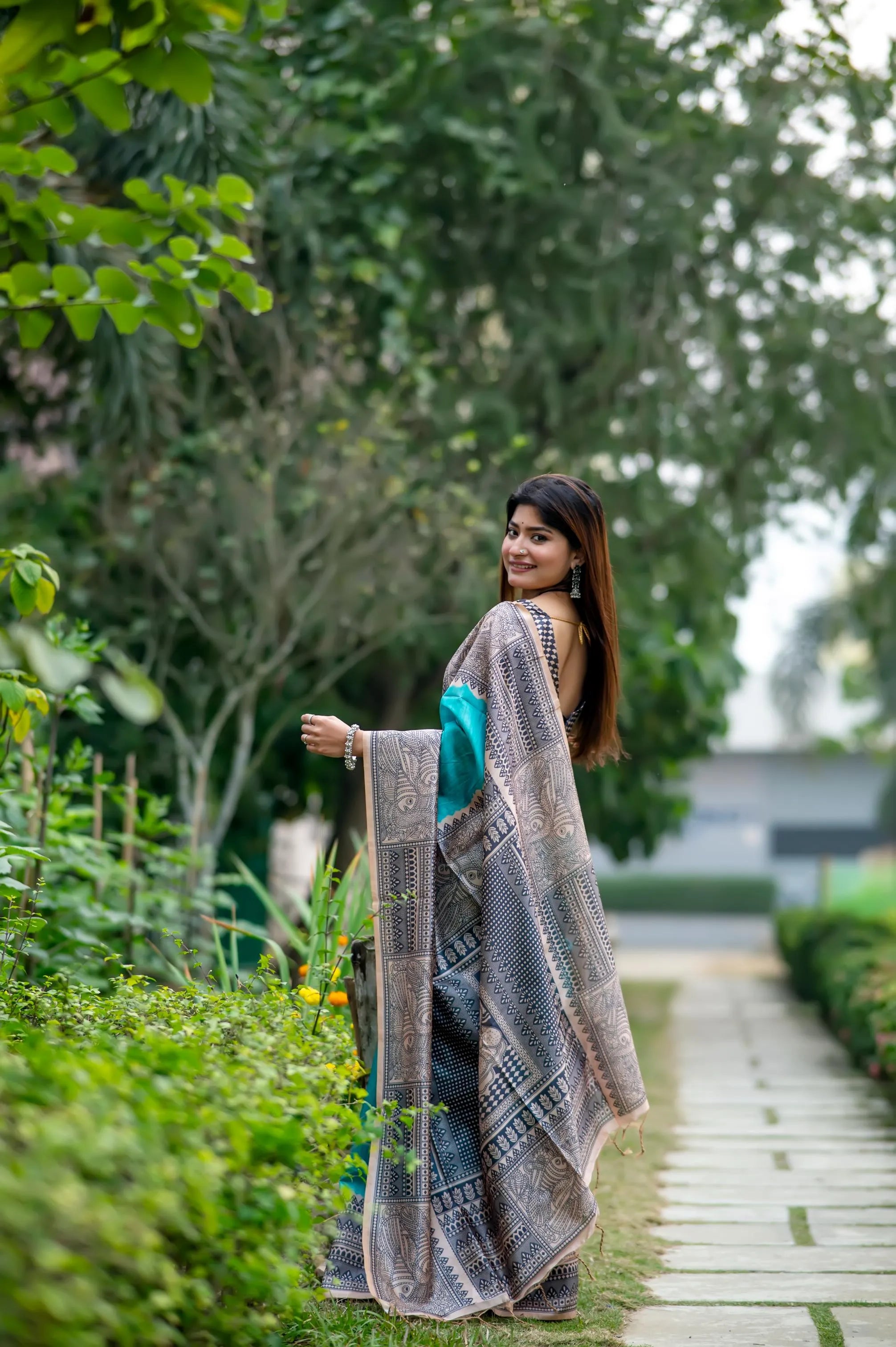Soft Madhubani Silk Printed Kalamkari Saree