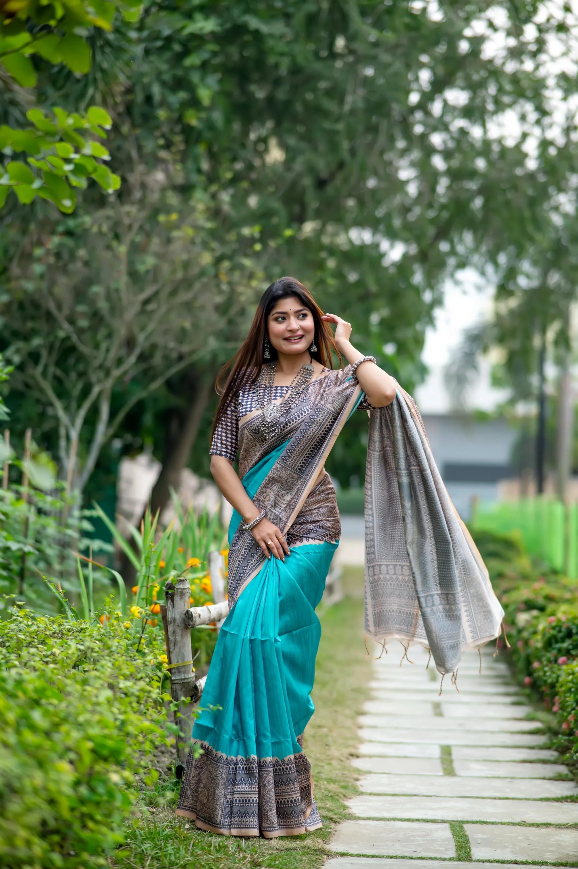 Soft Madhubani Silk Printed Kalamkari Saree