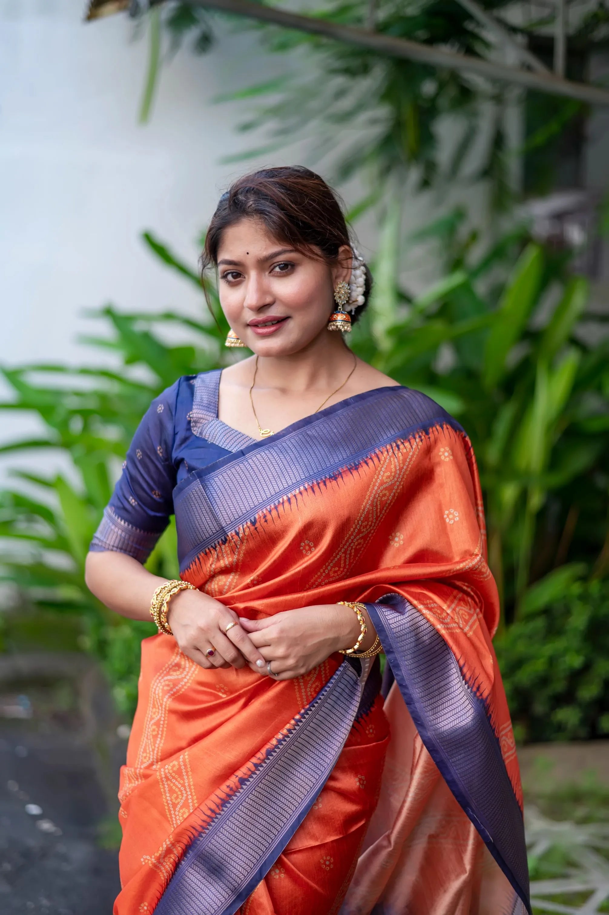 Premium Soft Desi Raw Silk Floral Printed Saree (Product Code: AS-846)