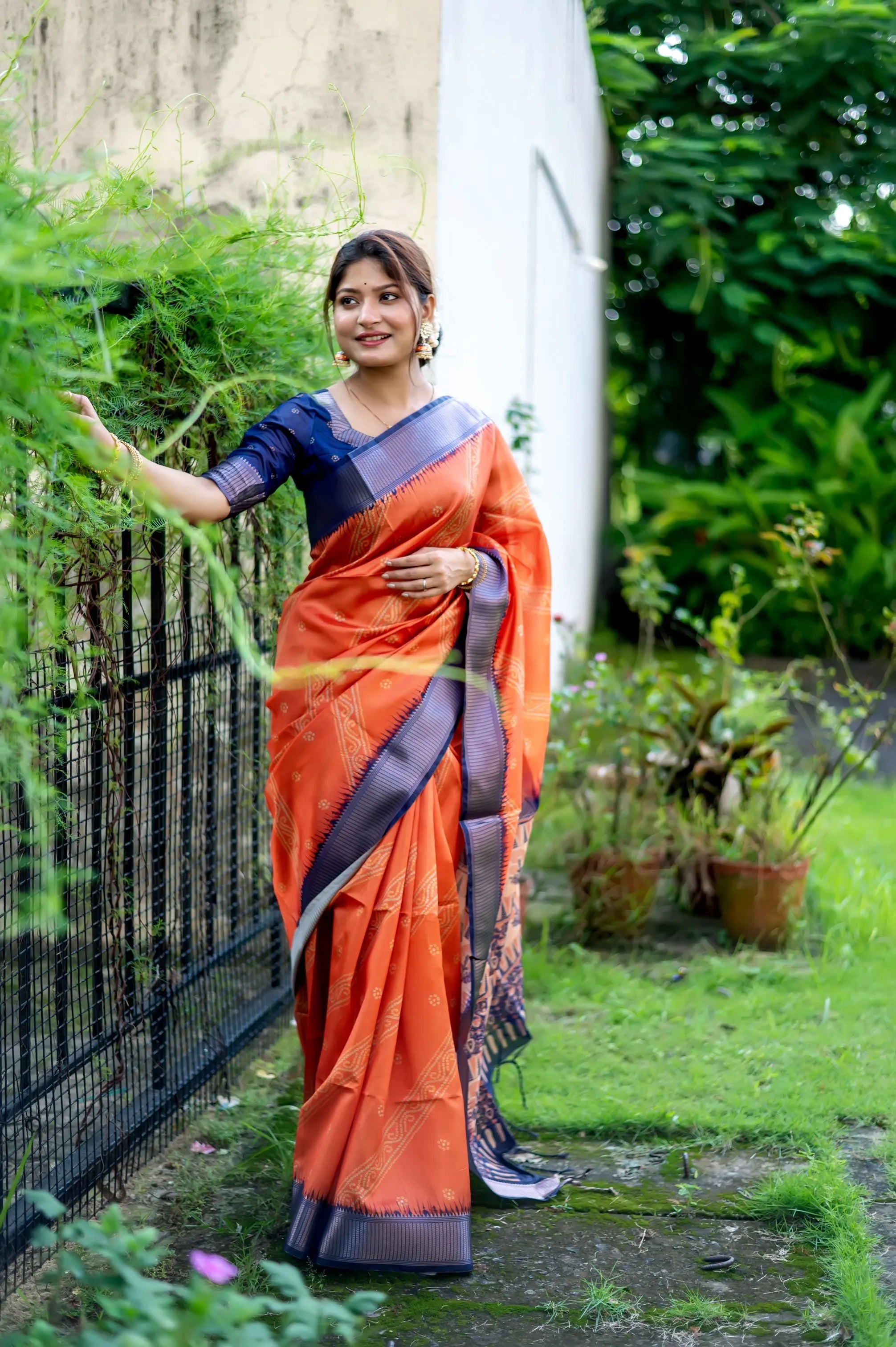 Premium Soft Desi Raw Silk Floral Printed Saree (Product Code: AS-846)