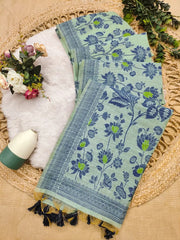 Soft Muga Cotton Floral Jamdani Saree