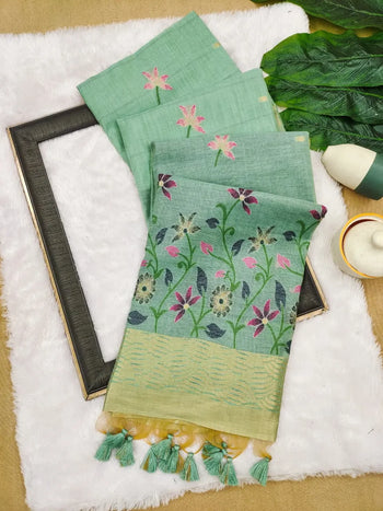 Soft Floral Chanderi Cotton Jamdani Saree