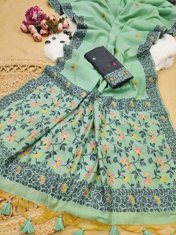 Soft Chanderi Cotton Jamdani Saree