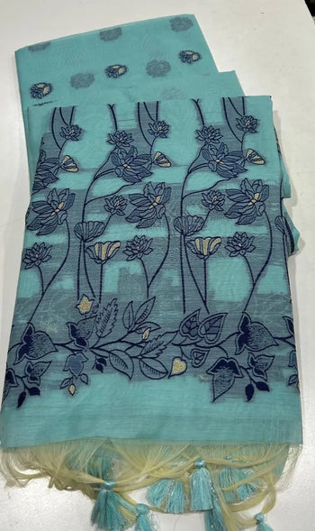 Soft Chanderi Cotton Resham Weaving & Jamdani Pallu Saree