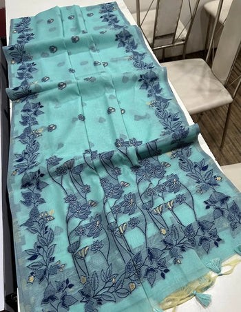 Soft Chanderi Cotton Resham Weaving & Jamdani Pallu Saree