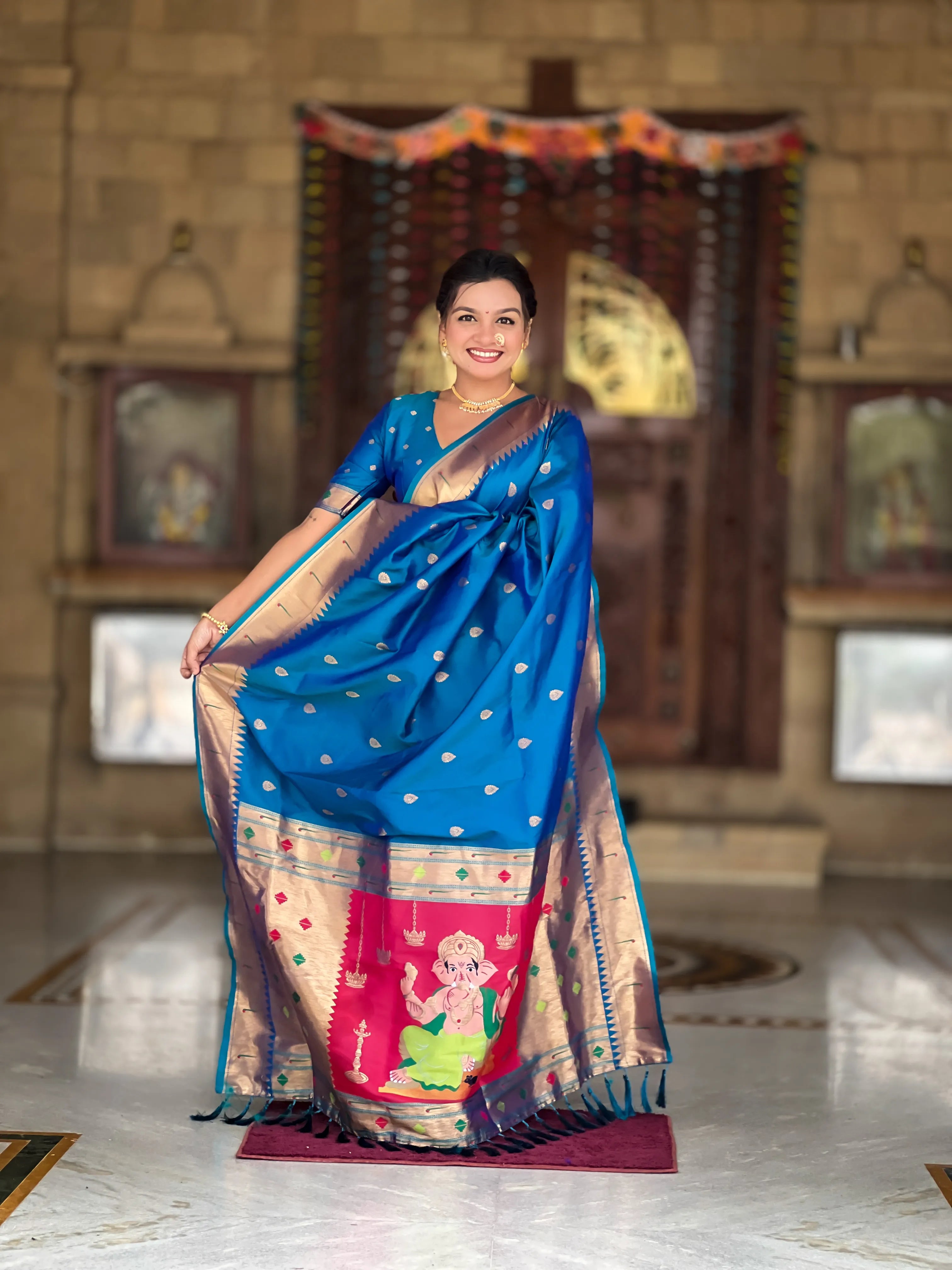Soft Silk Ganpati Designer Paithani Saree