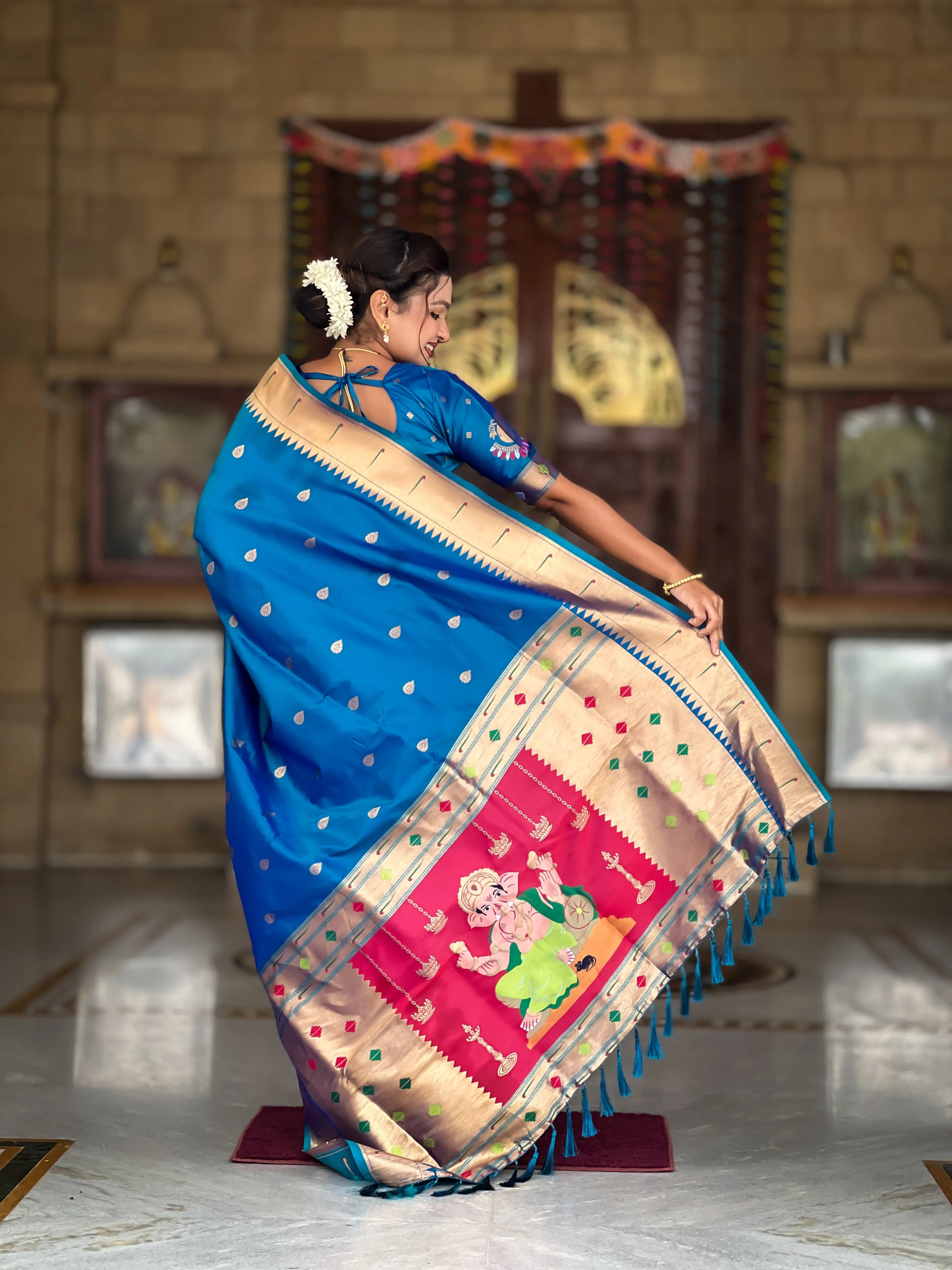 Soft Silk Ganpati Designer Paithani Saree