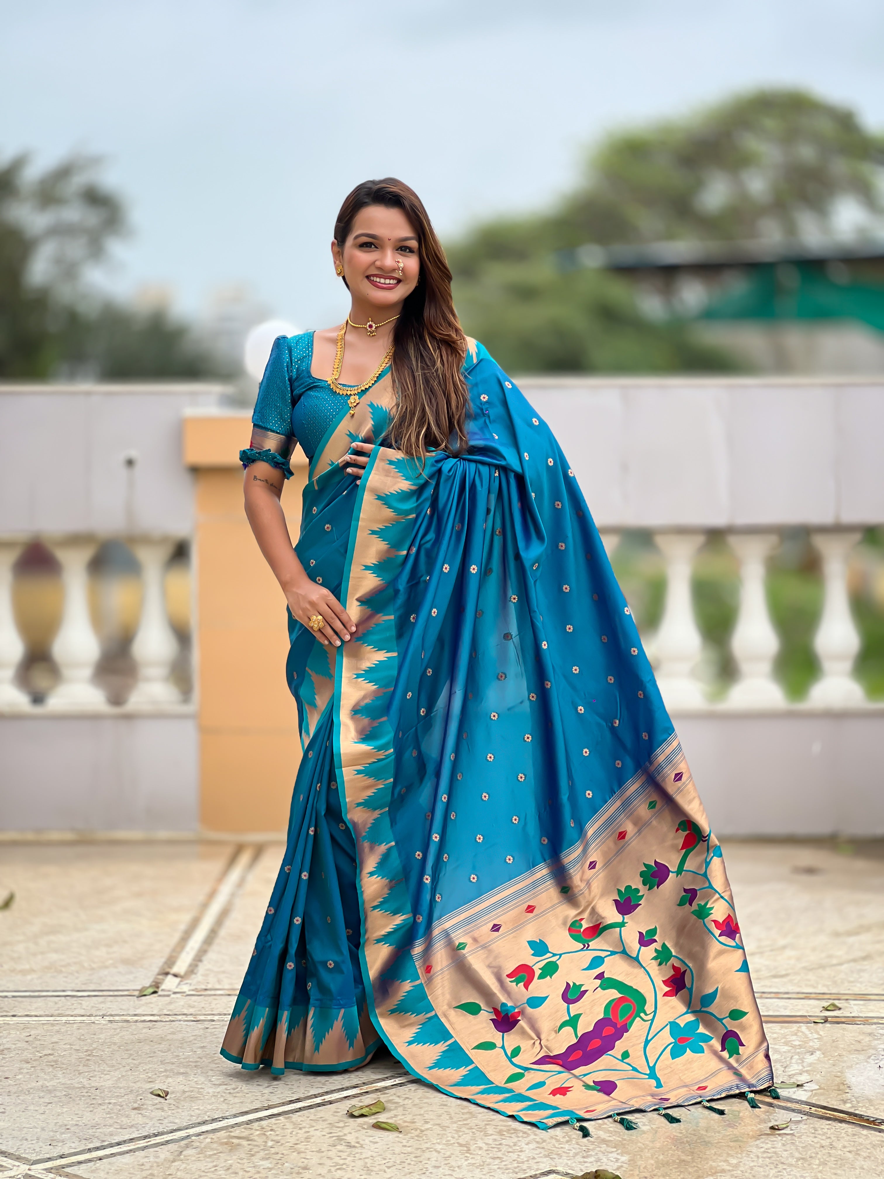 Soft Silk Designer Temple Paithani Saree