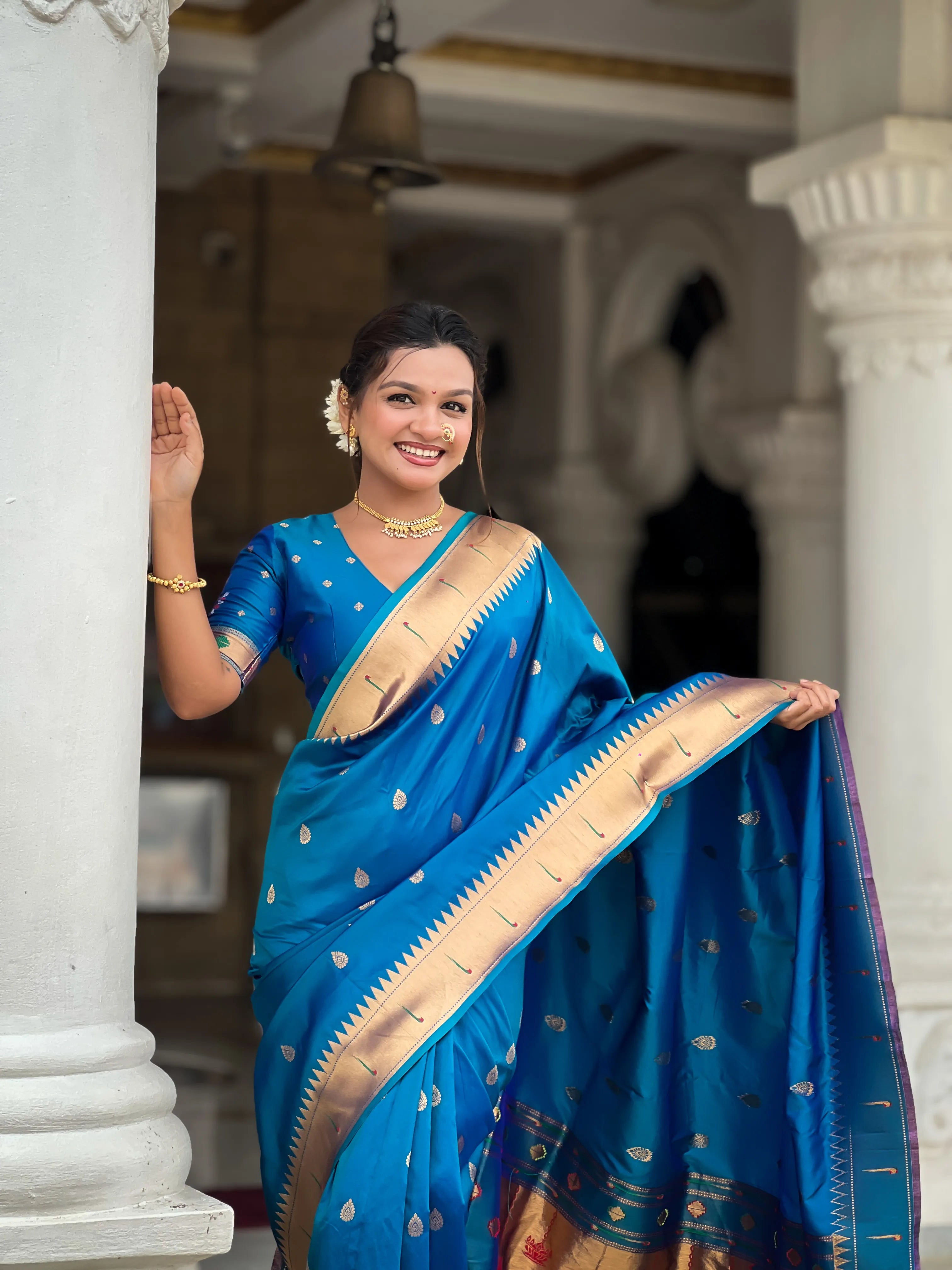 Soft Silk Ganpati Designer Paithani Saree
