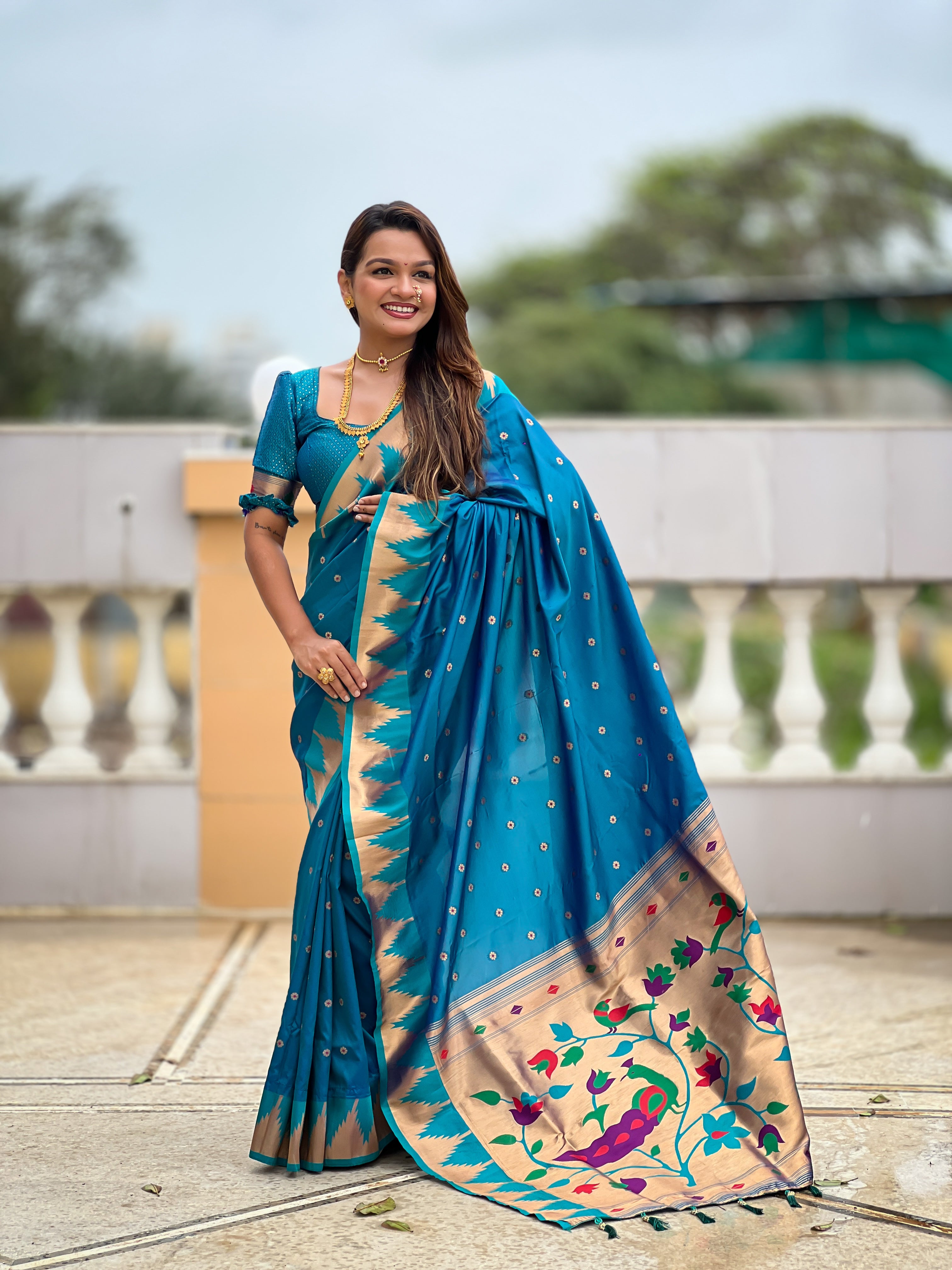Soft Silk Designer Temple Paithani Saree