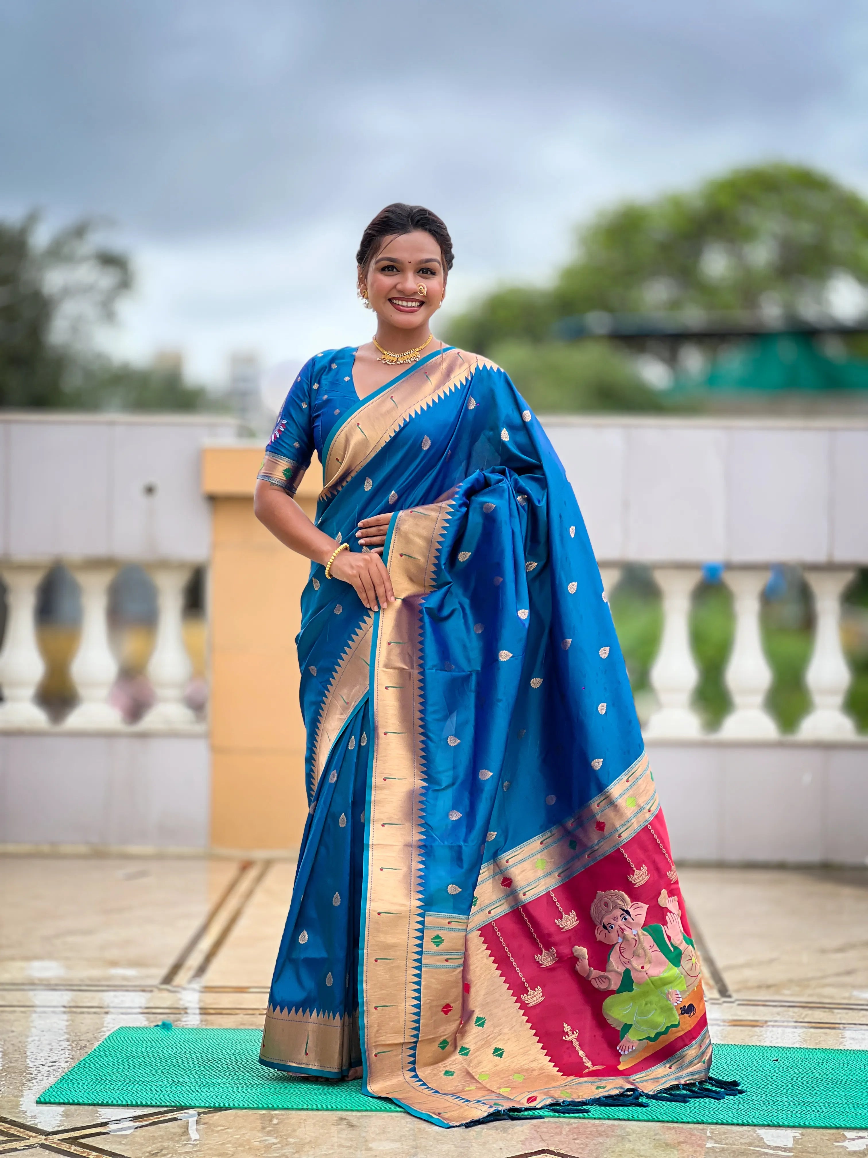 Soft Silk Ganpati Designer Paithani Saree