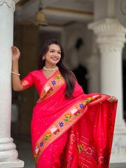 Soft Silk Meenakari Rajhans Lotus Pallu Saree