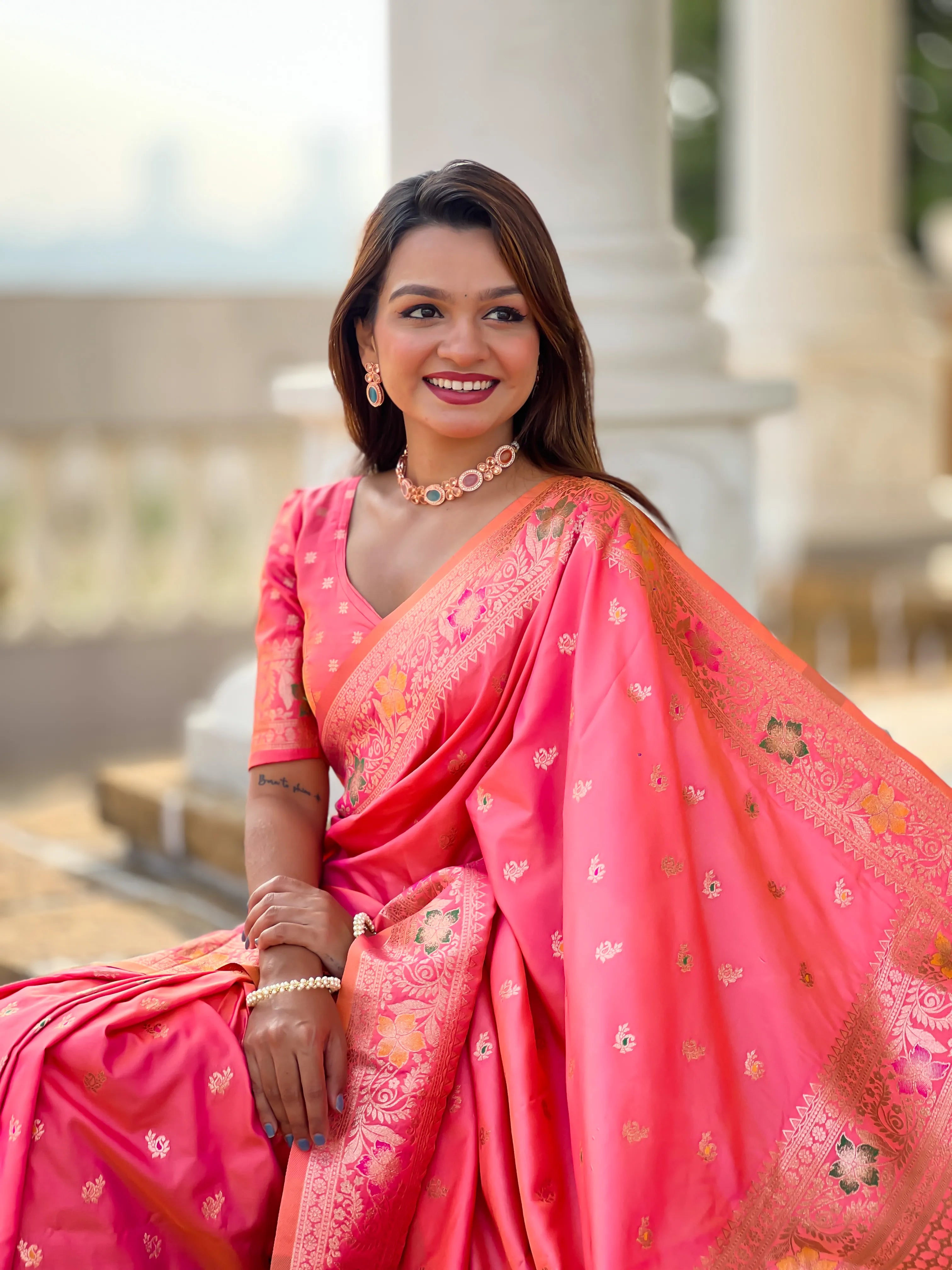 Soft Banarasi Silk Meenakari Saree