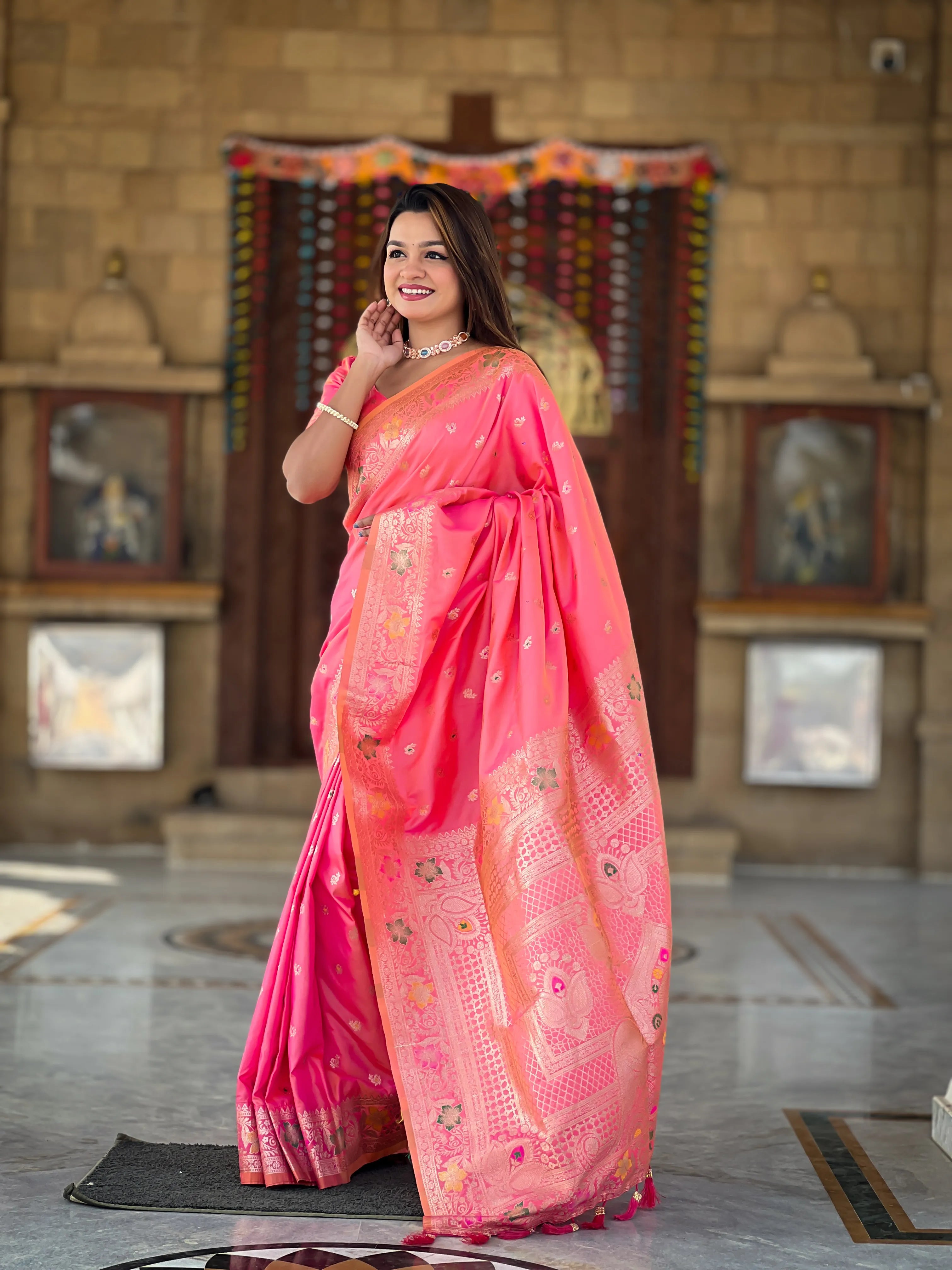 Soft Banarasi Silk Meenakari Saree