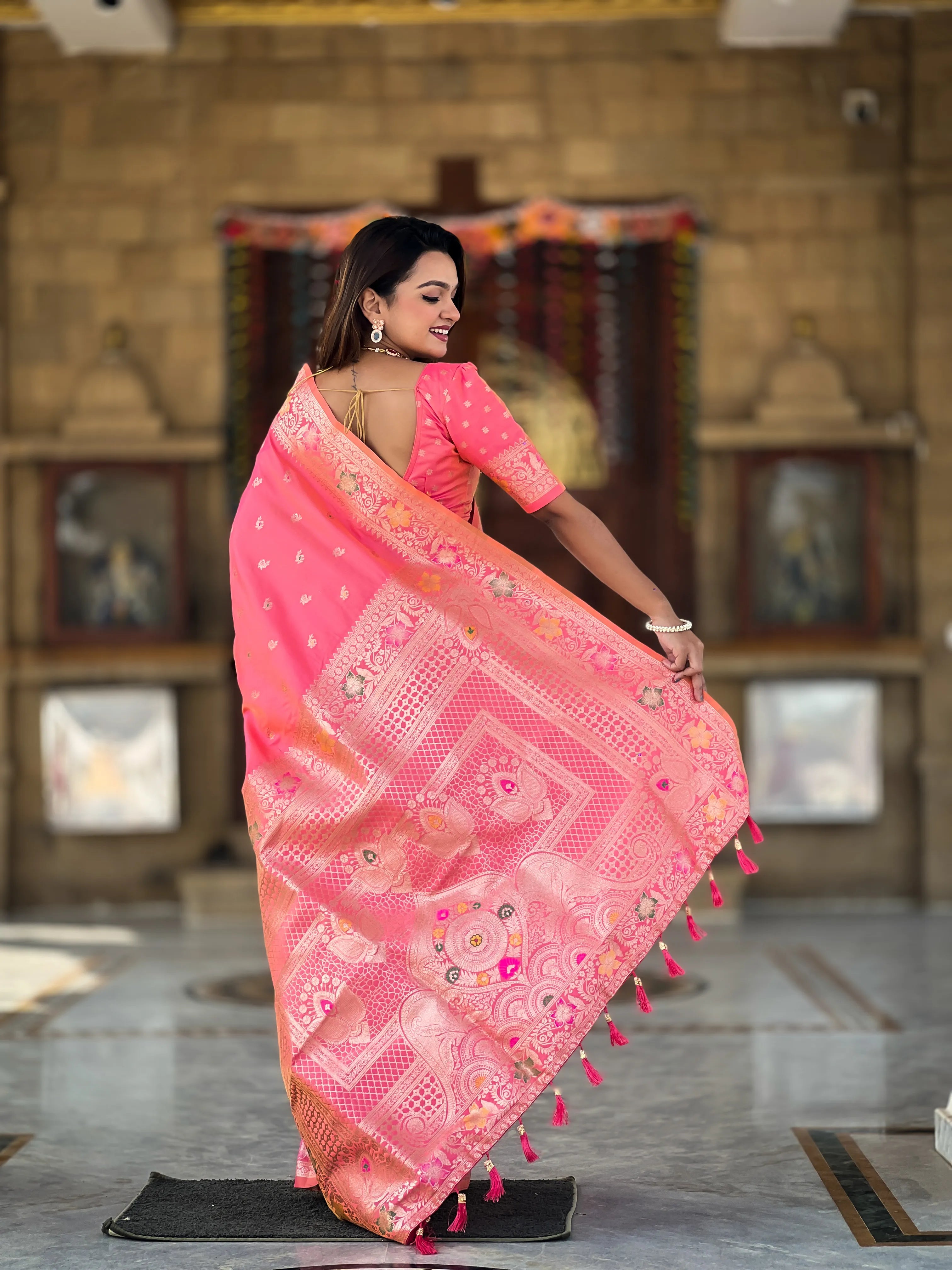 Soft Banarasi Silk Meenakari Saree