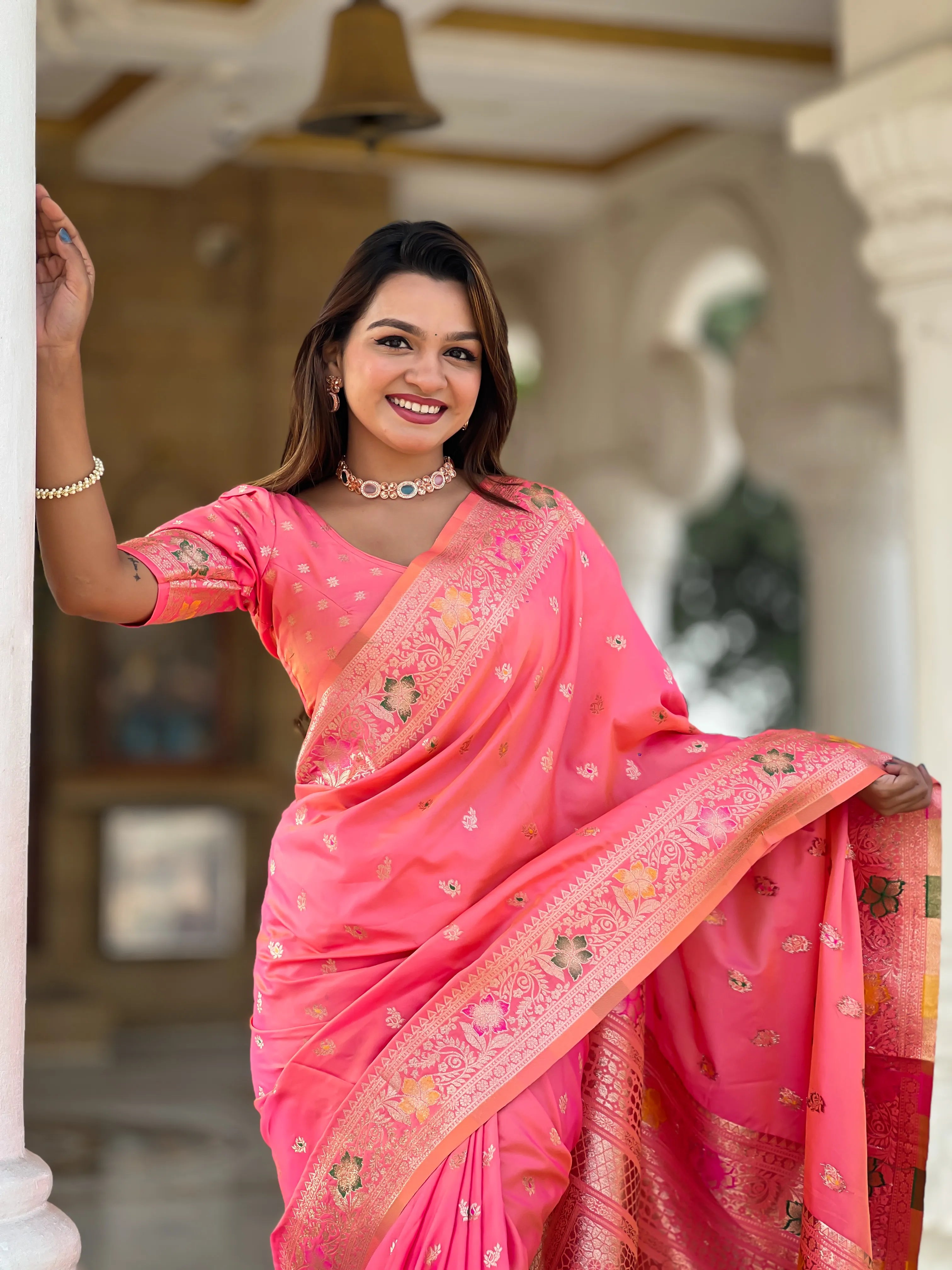 Soft Banarasi Silk Meenakari Saree