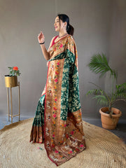Lucknowi Paithani and Patola Fusion Saree