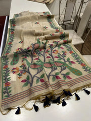 Soft Peacock Design Muga Cotton Saree