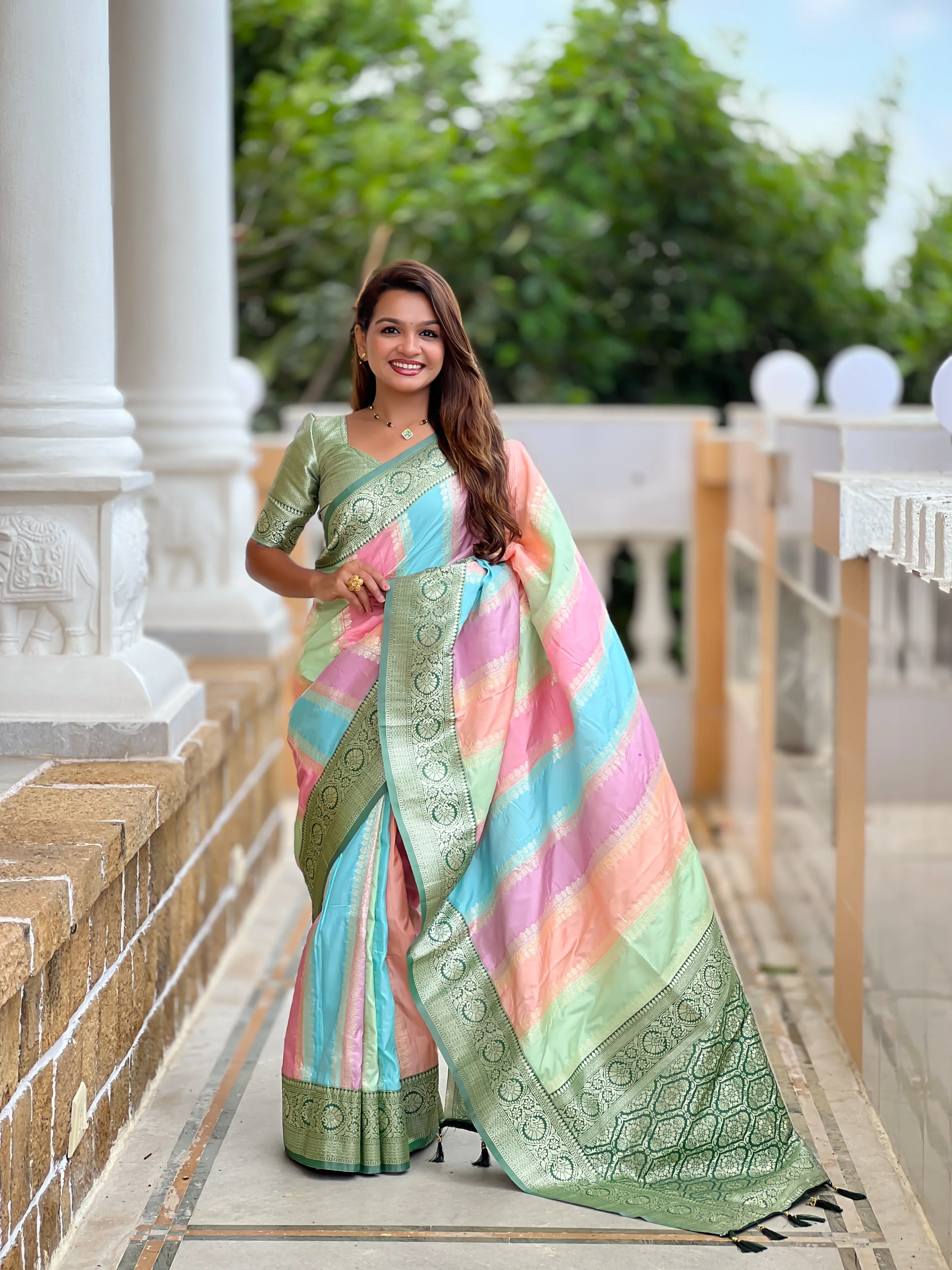 Soft Silk Banarasi Multicolor Design Saree
