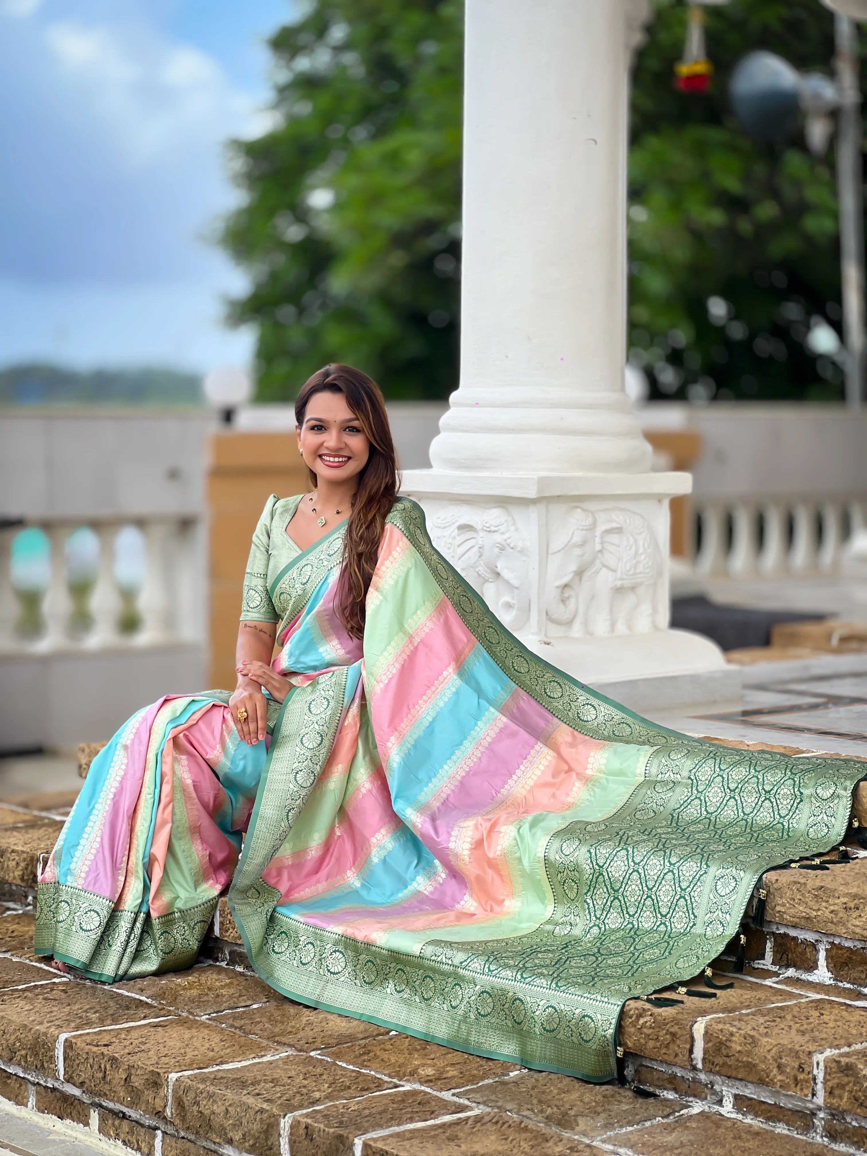Soft Silk Banarasi Multicolor Design Saree