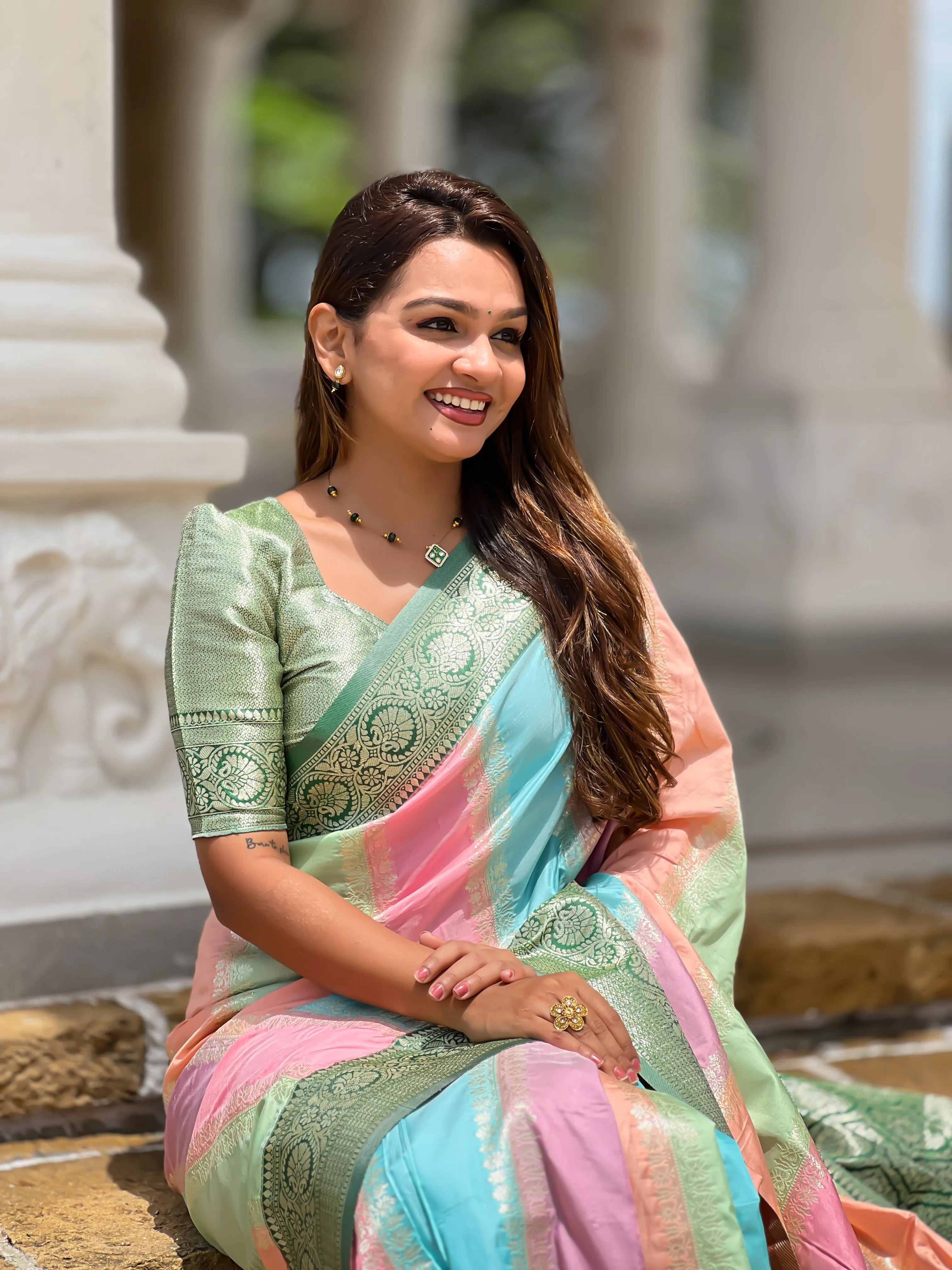 Soft Silk Banarasi Multicolor Design Saree
