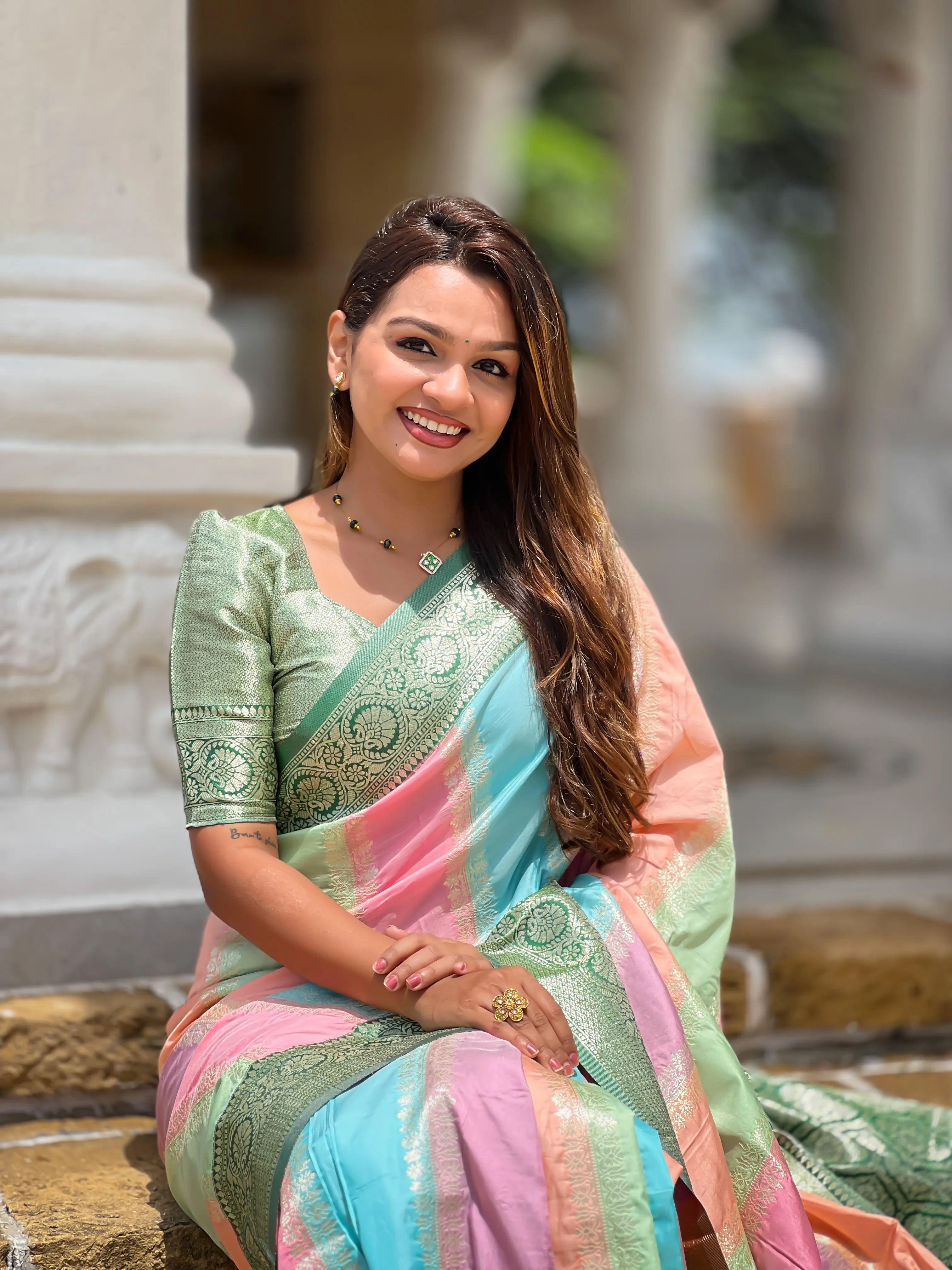Soft Silk Banarasi Multicolor Design Saree