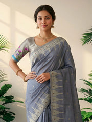 Soft Khadi Raw SIlk Lotus Pallu Paithani Saree