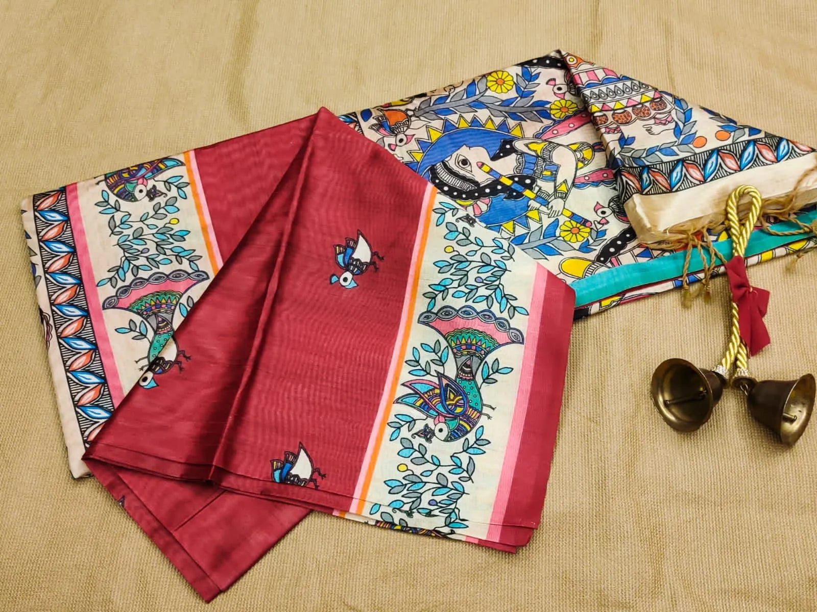 Soft Madhubani Silk Printed Kalamkari Saree
