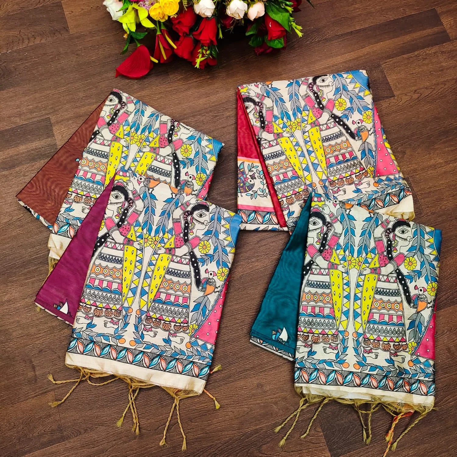 Soft Madhubani Silk Printed Kalamkari Saree