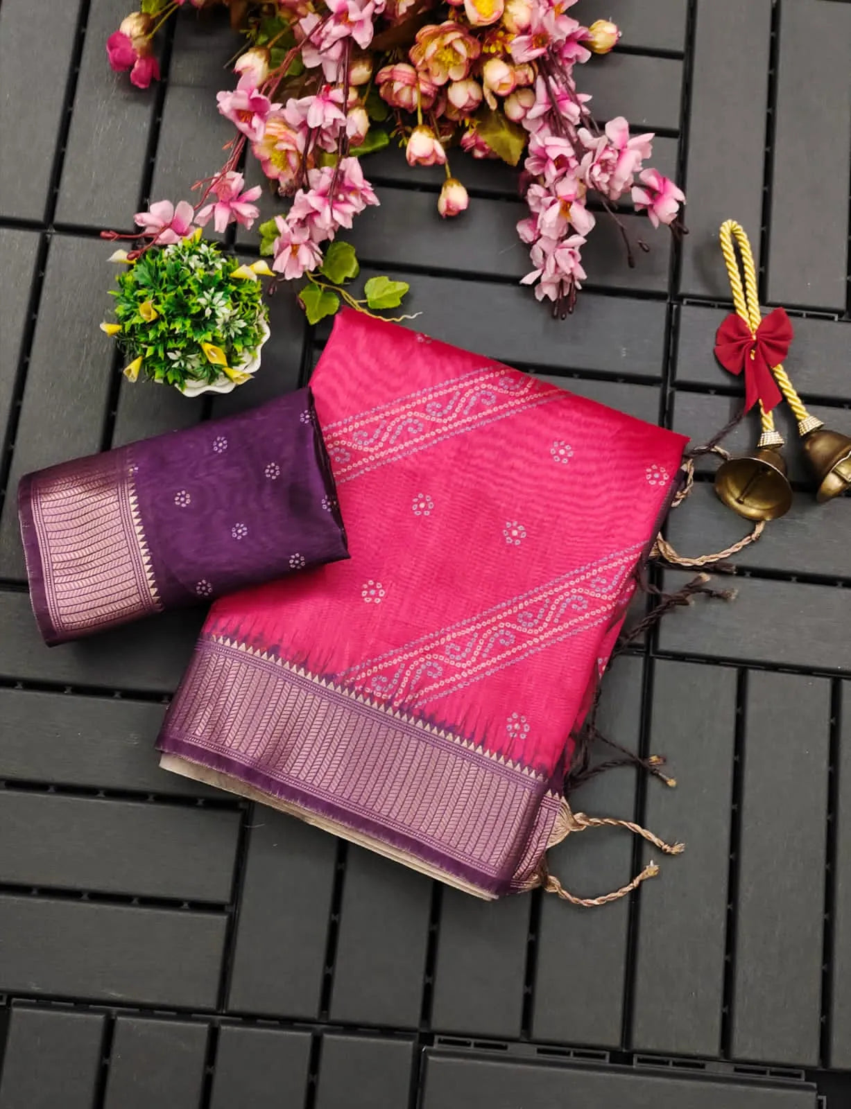 Premium Soft Desi Raw Silk Floral Printed Saree (Product Code: AS-846)