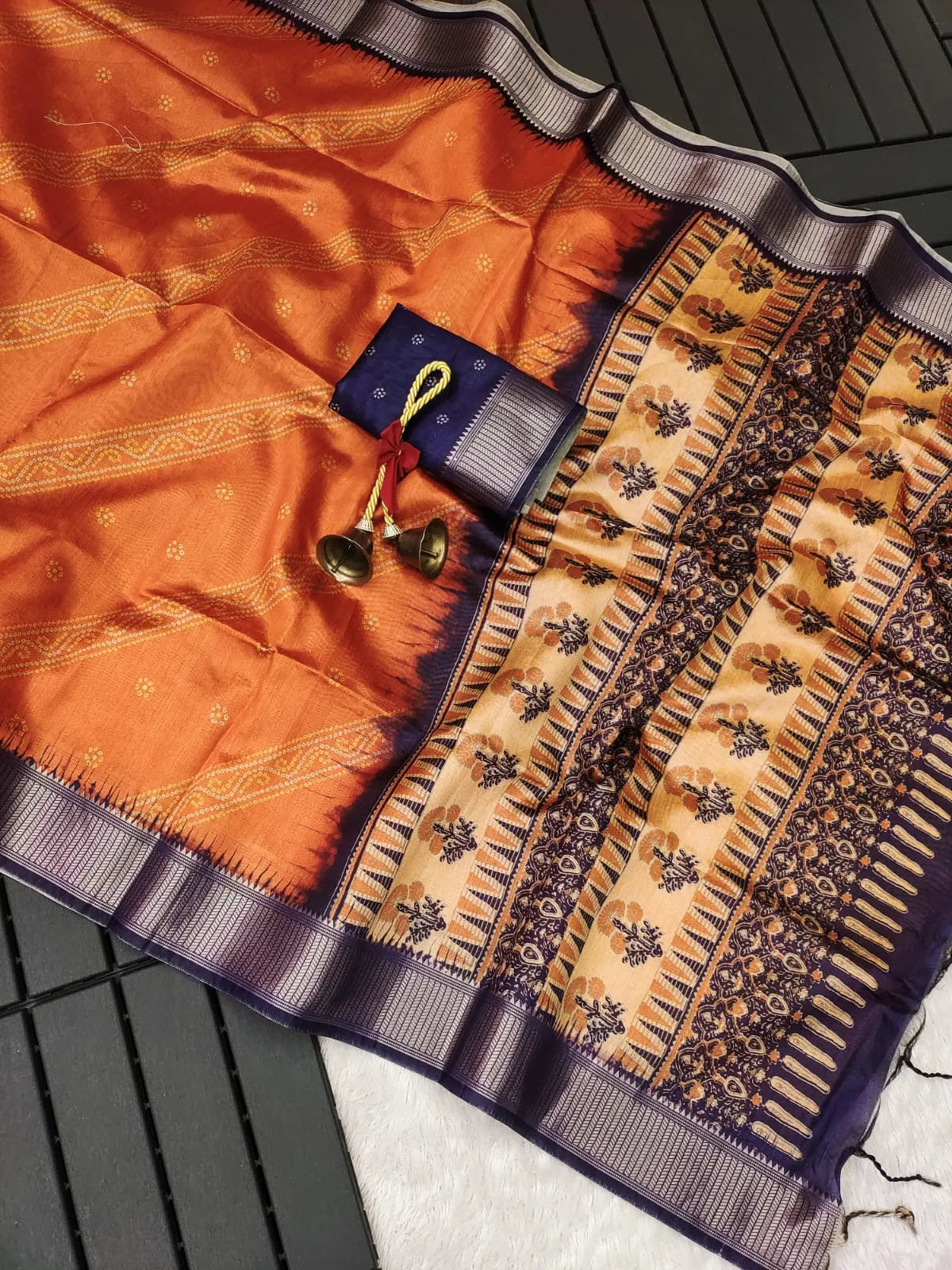 Premium Soft Desi Raw Silk Floral Printed Saree (Product Code: AS-846)