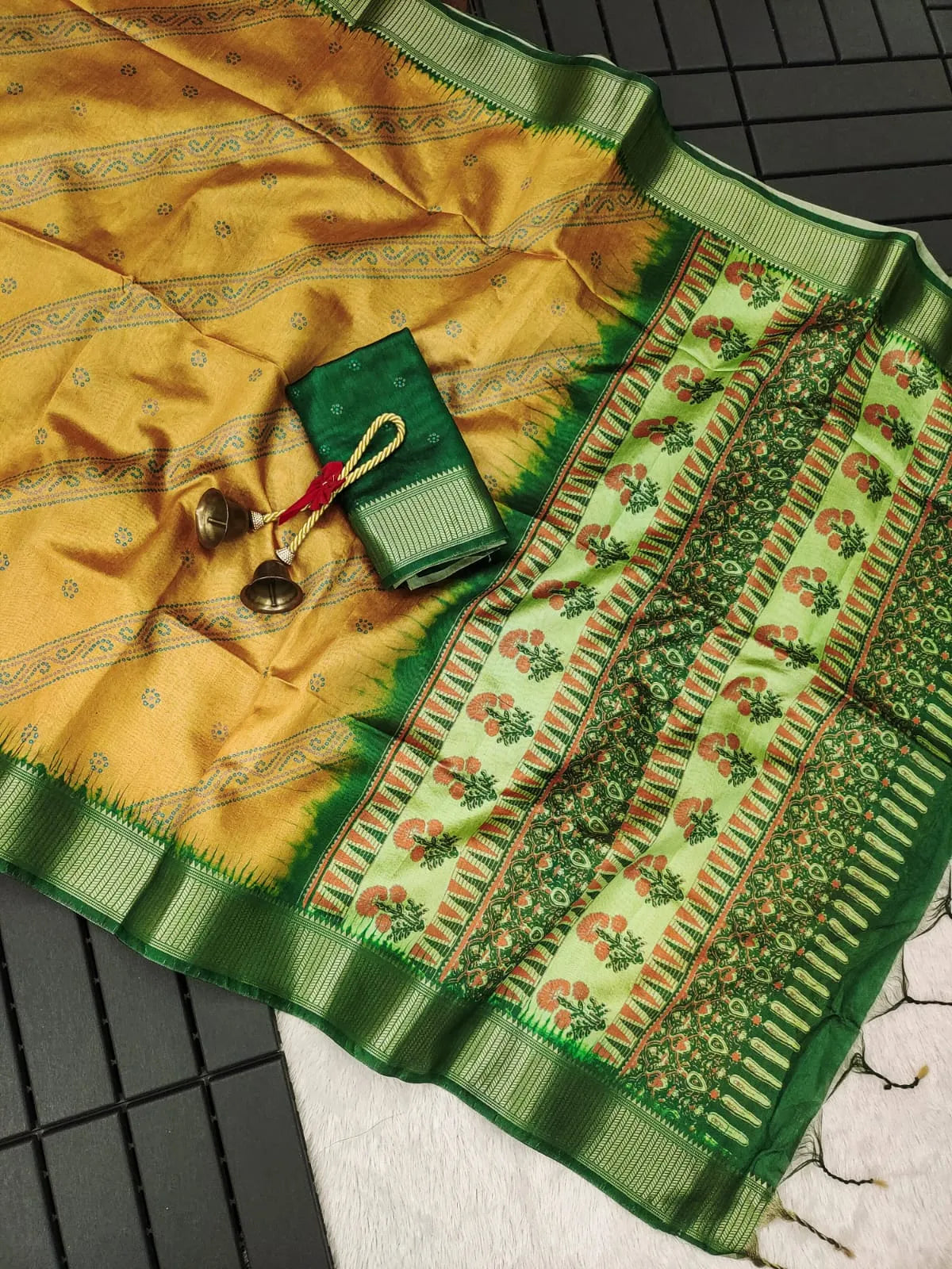 Premium Soft Desi Raw Silk Floral Printed Saree (Product Code: AS-846)