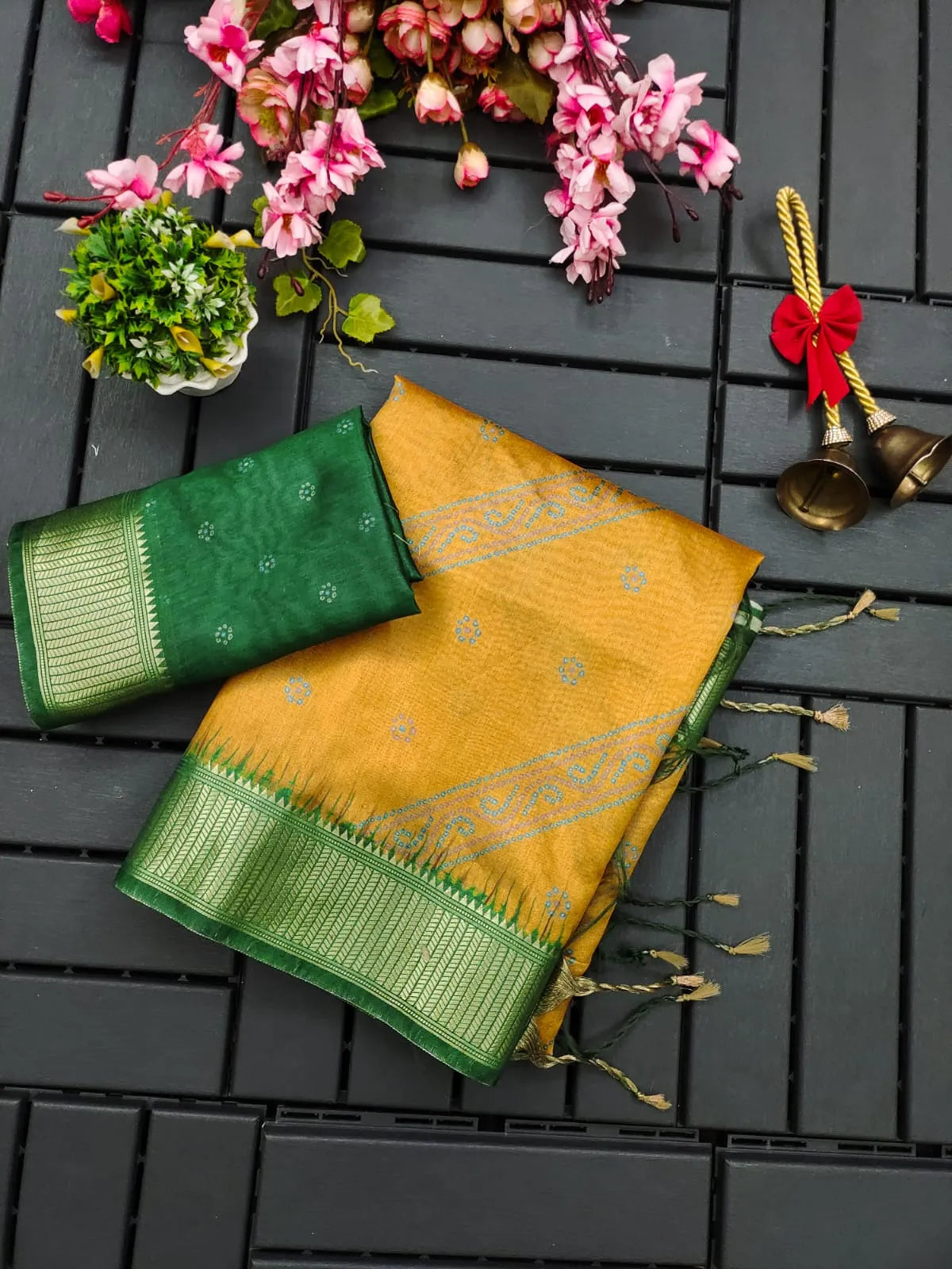 Premium Soft Desi Raw Silk Floral Printed Saree (Product Code: AS-846)