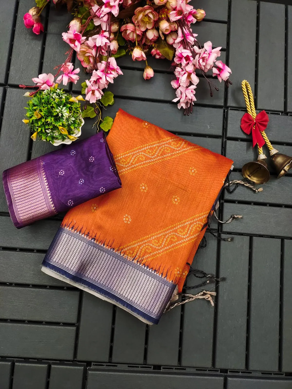 Premium Soft Desi Raw Silk Floral Printed Saree (Product Code: AS-846)