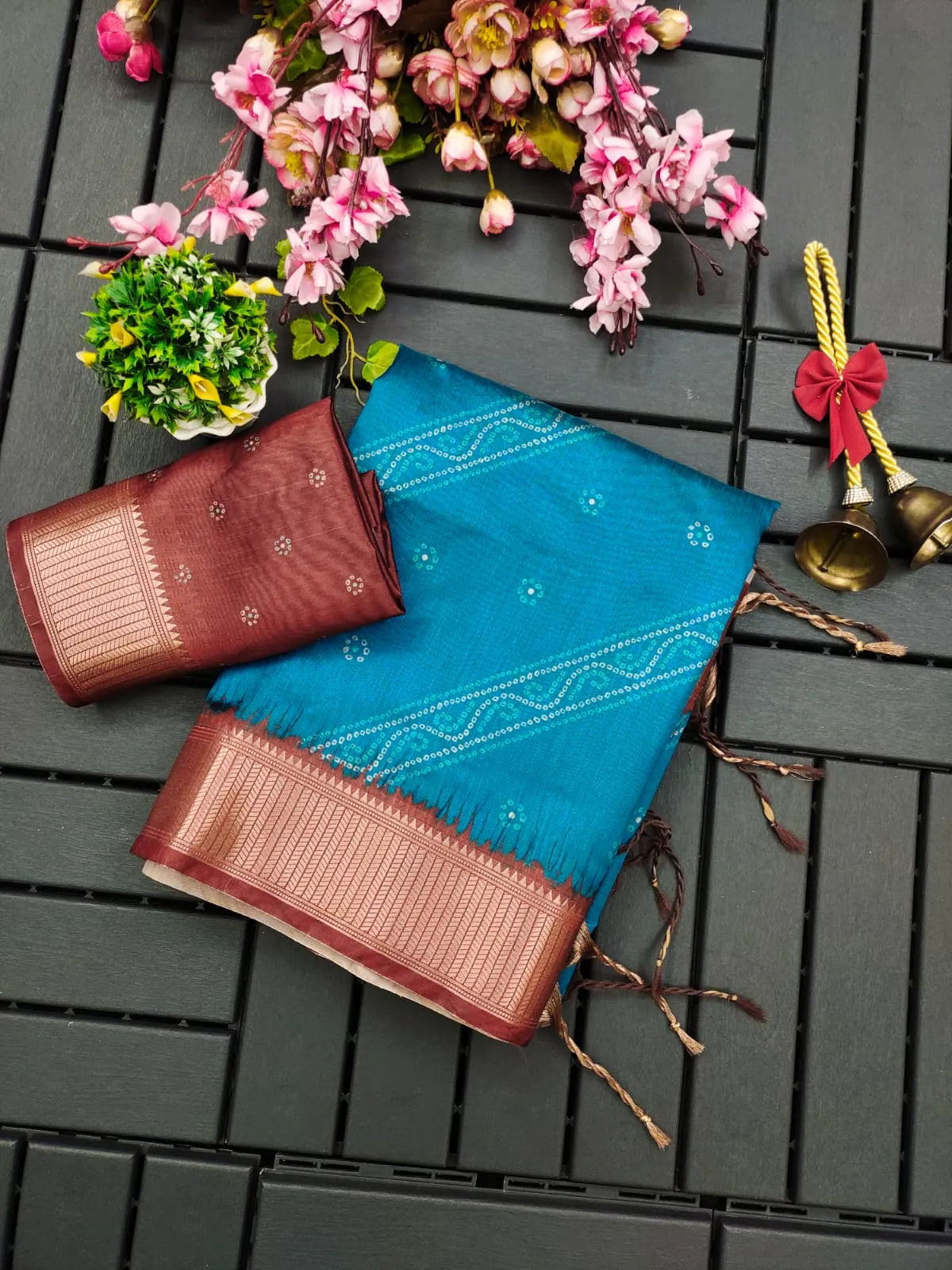 Premium Soft Desi Raw Silk Floral Printed Saree (Product Code: AS-846)