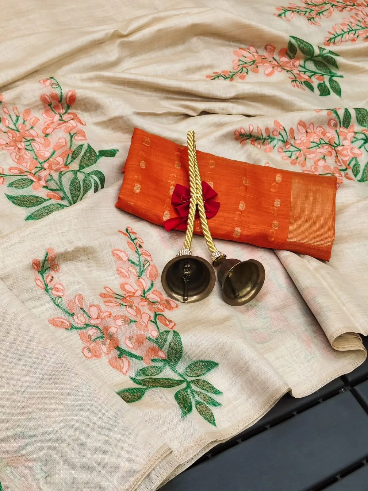 Premium Soft Muga Cotton Tree Design Saree