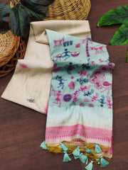 Premium Soft Muga Cotton Saree – Warli Pallu Style