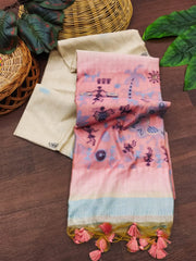 Premium Soft Muga Cotton Saree – Warli Pallu Style