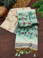 Premium Soft Muga Cotton Saree – Warli Pallu Style
