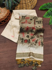 Premium Soft Muga Cotton Saree – Warli Pallu Style
