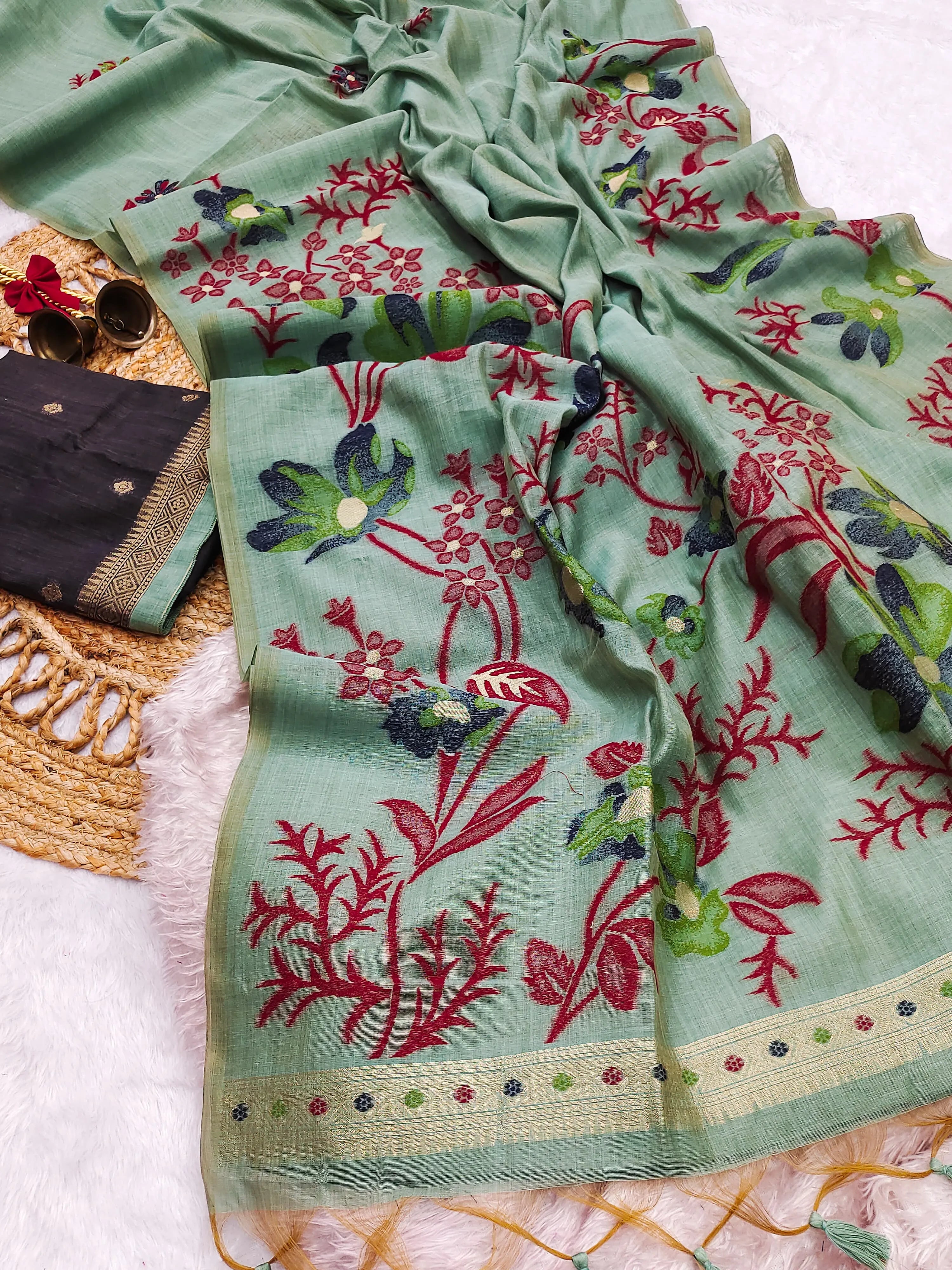 Muga Cotton Saree with Colorful Resham Weave